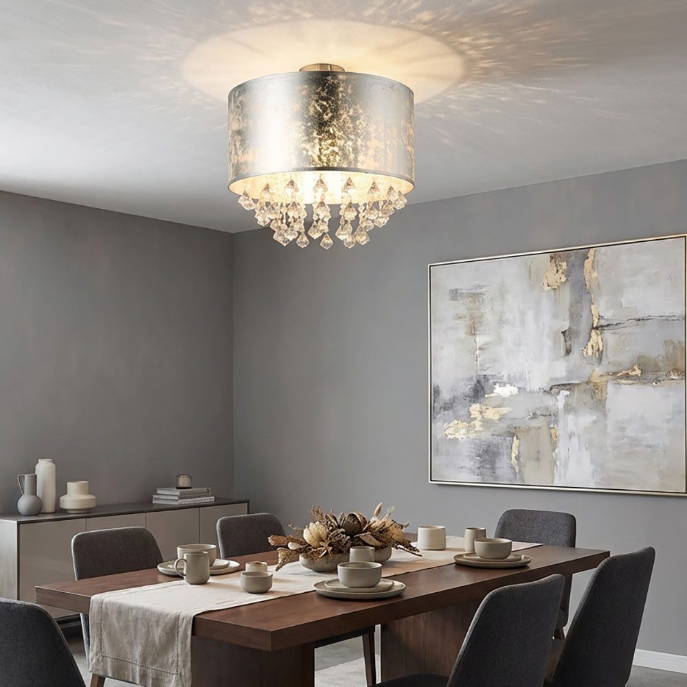 GLOBO LIGHTING Deckenleuchte, Leuchtmittel nicht inklusive, Deckenlampe Deckenleuchte Kronleuchter Kristalllampe Blattsilber