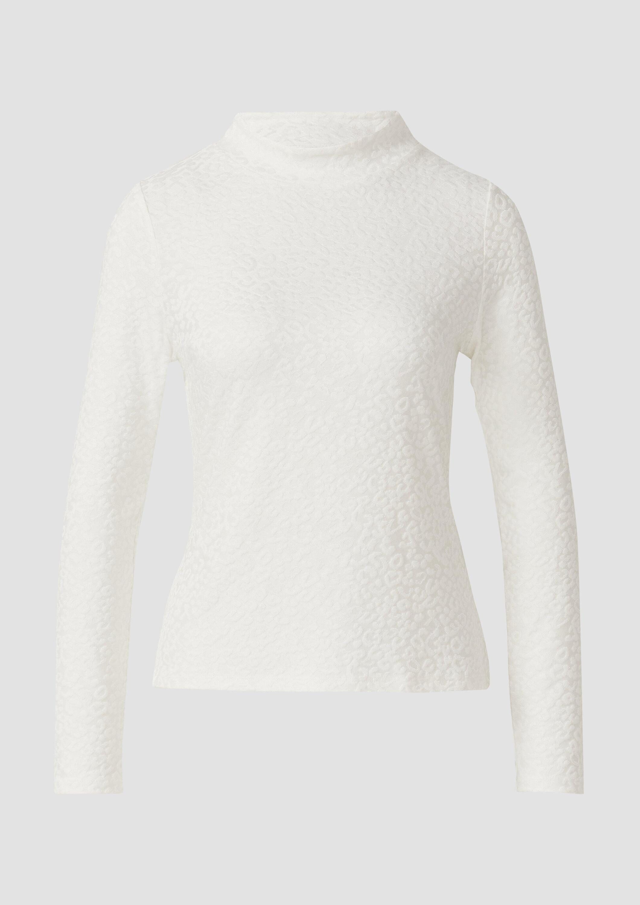 s.Oliver Langarmshirt T-Shirt Leicht glänzendes Jacquard-Shirt