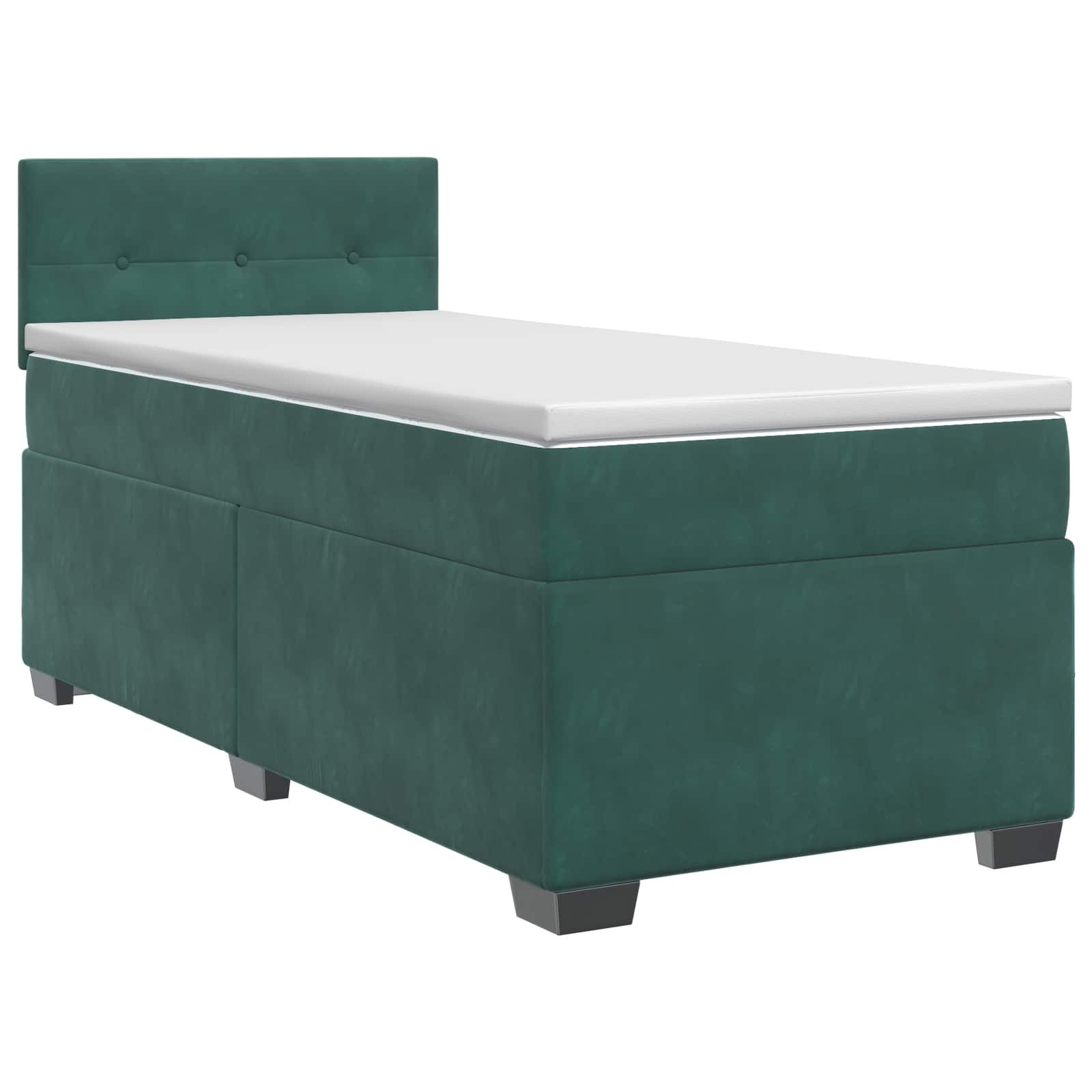 vidaXL Bett Boxspringbett mit Matratze Dunkelgrün 90 x 200 cm Samt (1-tlg)