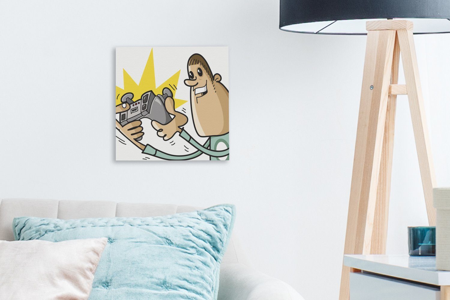 Bilder OneMillionCanvasses® Stuhl Leinwandbild St), - Illustration, Wohnzimmer - Leinwand Gamer Controller Schlafzimmer (1 - für