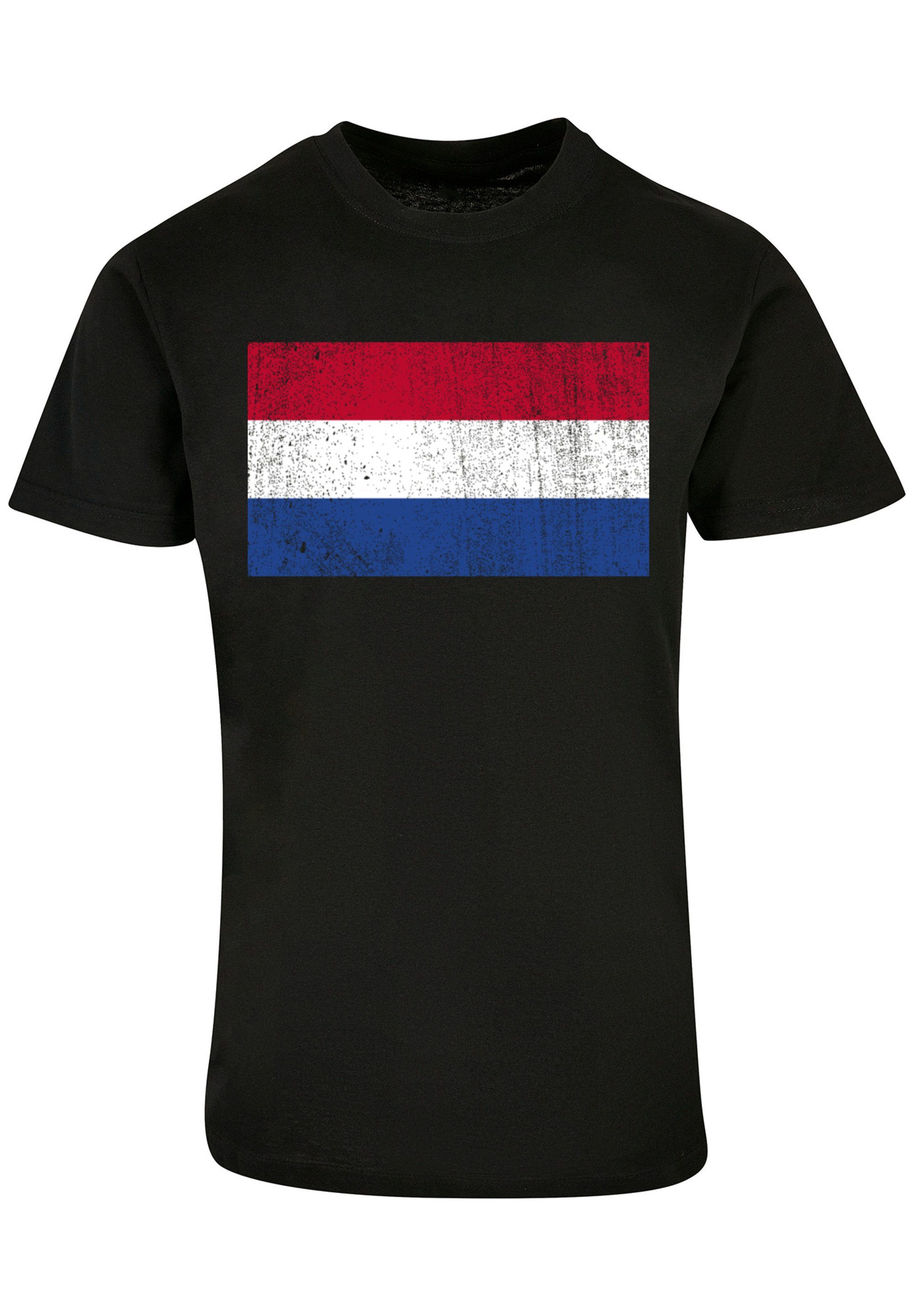 T-Shirt Print Niederlande schwarz Flagge Holland distressed F4NT4STIC