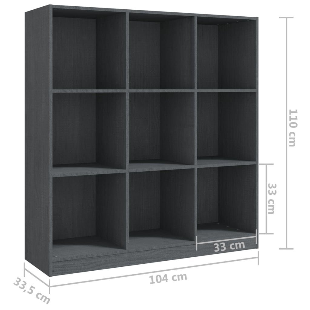 Kiefer, Grau 1-tlg. Massivholz 104x33,5x110 cm Bücherregal Bücherregal/Raumteiler vidaXL