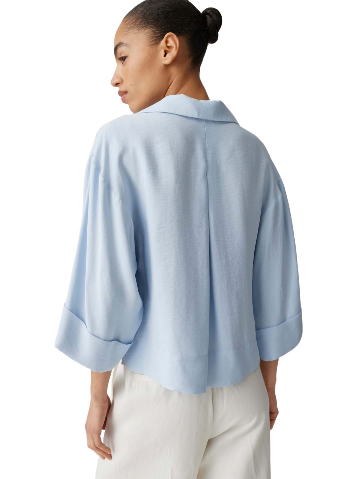 OPUS Blusenshirt blau,Casual,Modal,Unifarben,Polokragen,Kurz,Weit
