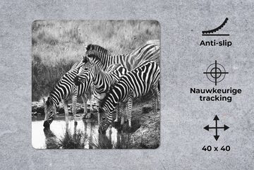 MuchoWow Gaming Mauspad Trinkende Zebras (1-St), Mousepad mit Rutschfester Unterseite, Gaming, 40x40 cm, XXL, Großes