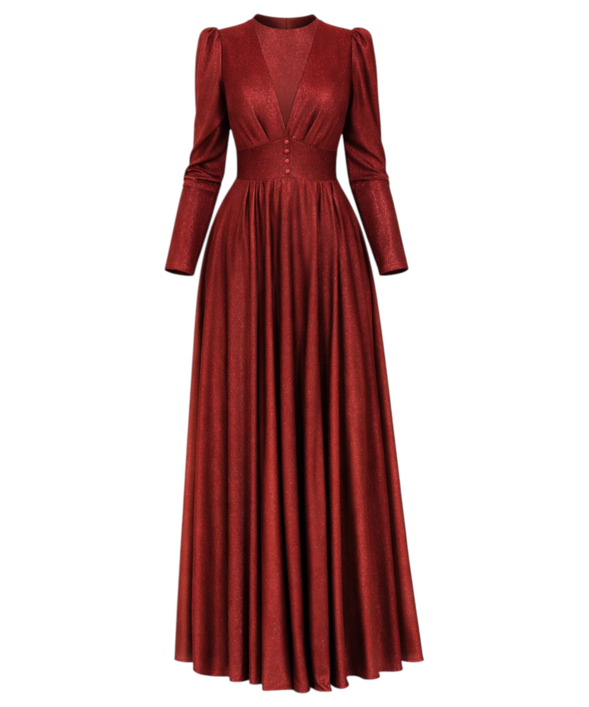 fashionshowcase Abendkleid Elegantes Glitzerndes Tüllkleid - Hijab Kleid Modest Fashion Schimmernder Stoff