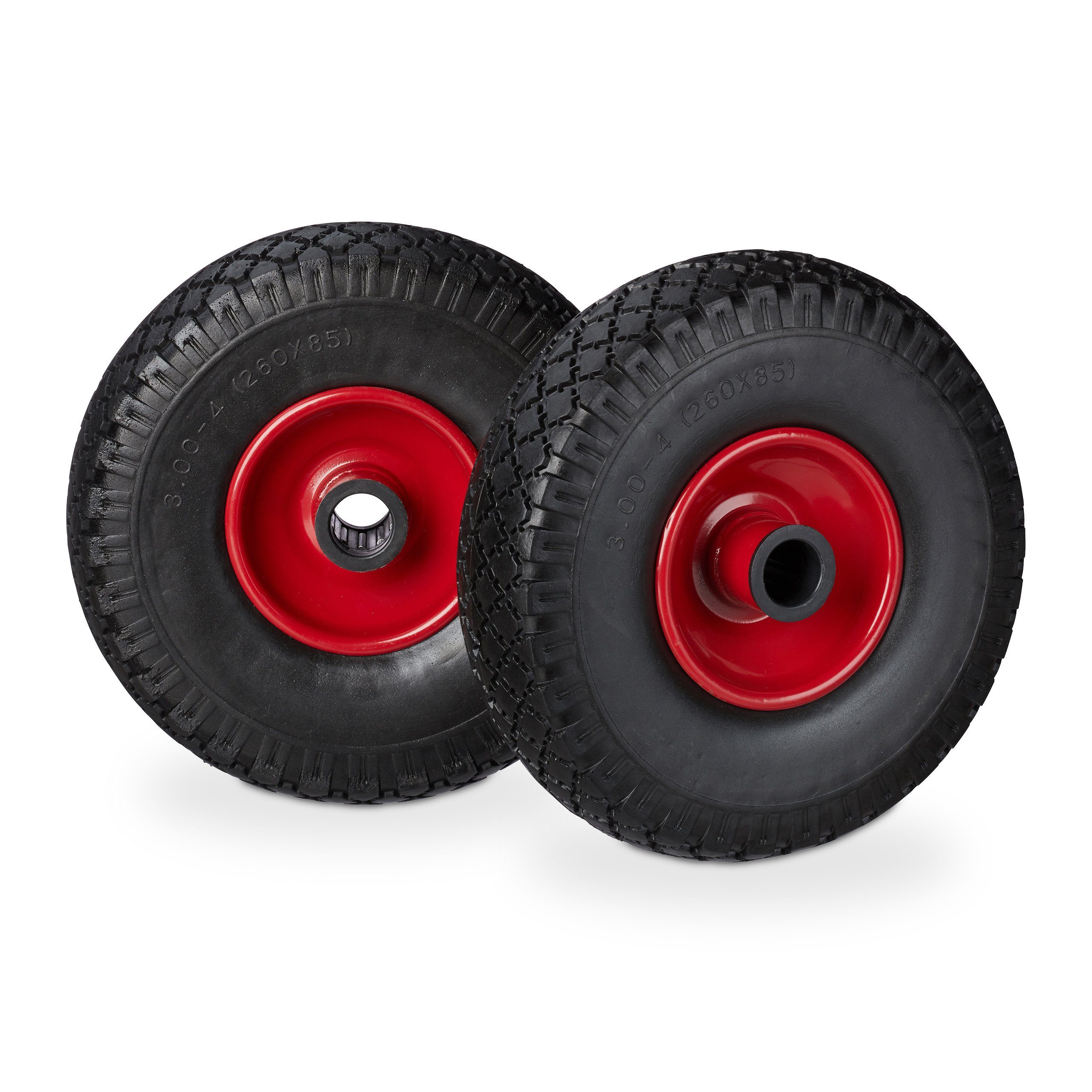 relaxdays Sackkarren-Rad Sackkarrenrad Vollgummi im 2er Set (2 St), Schwarz-Rot