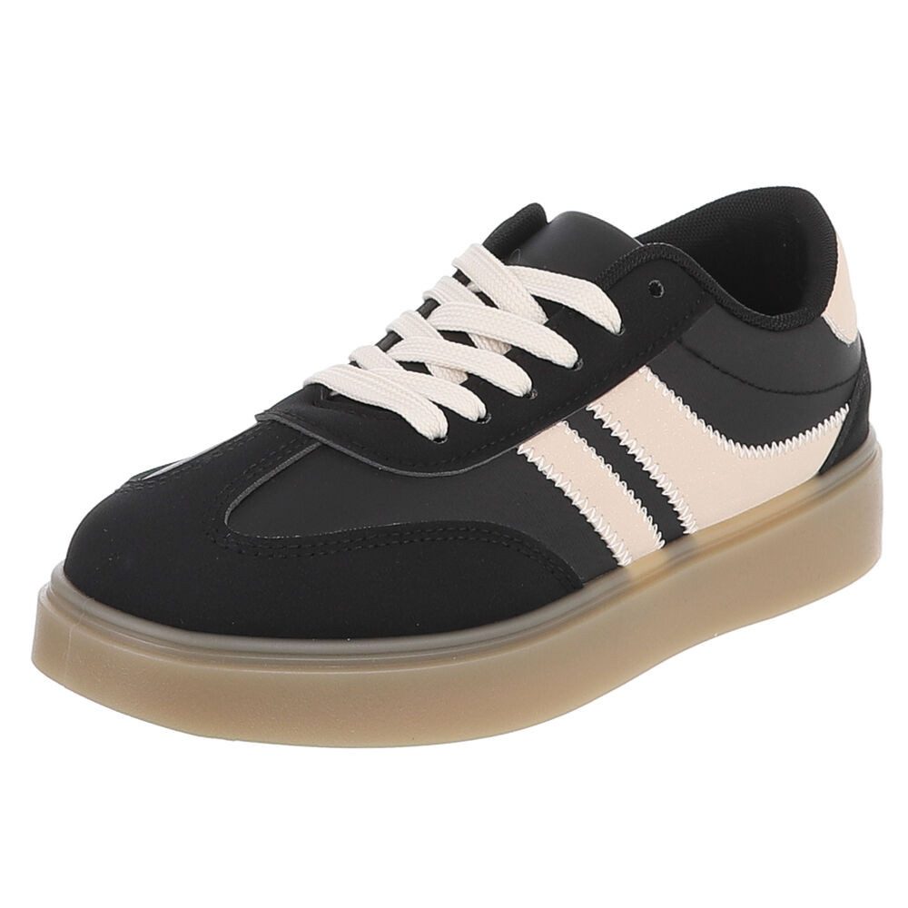 Ital-Design Damen Sneaker Low Top Schnürung Freizeitkomfort Sneaker (91848923) Flach Sneakers Low in Schwarz