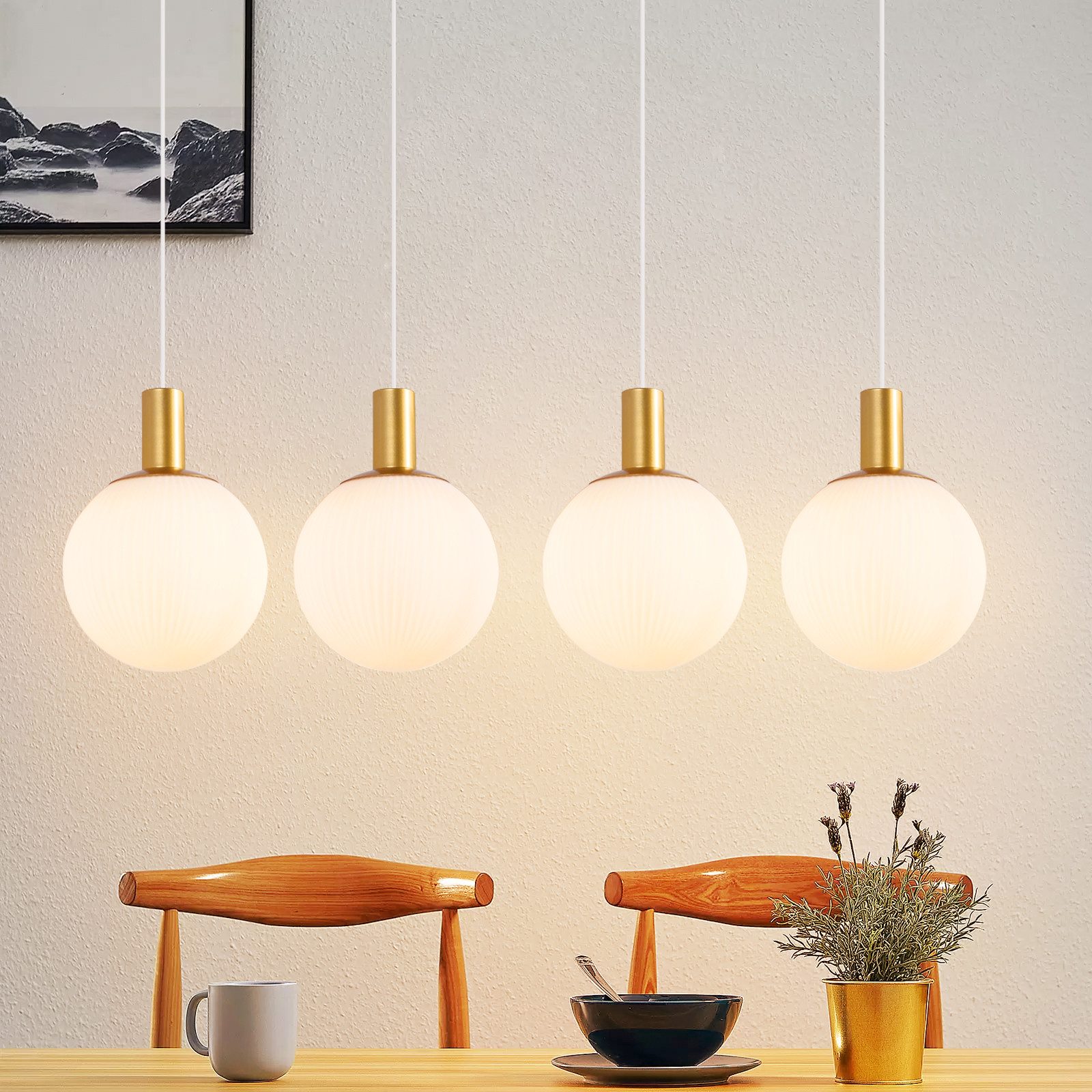 Nettlife Hängeleuchte Esstisch Glas E27 Gold 3/4 Flammig Höhenverstellbar P günstig online kaufen