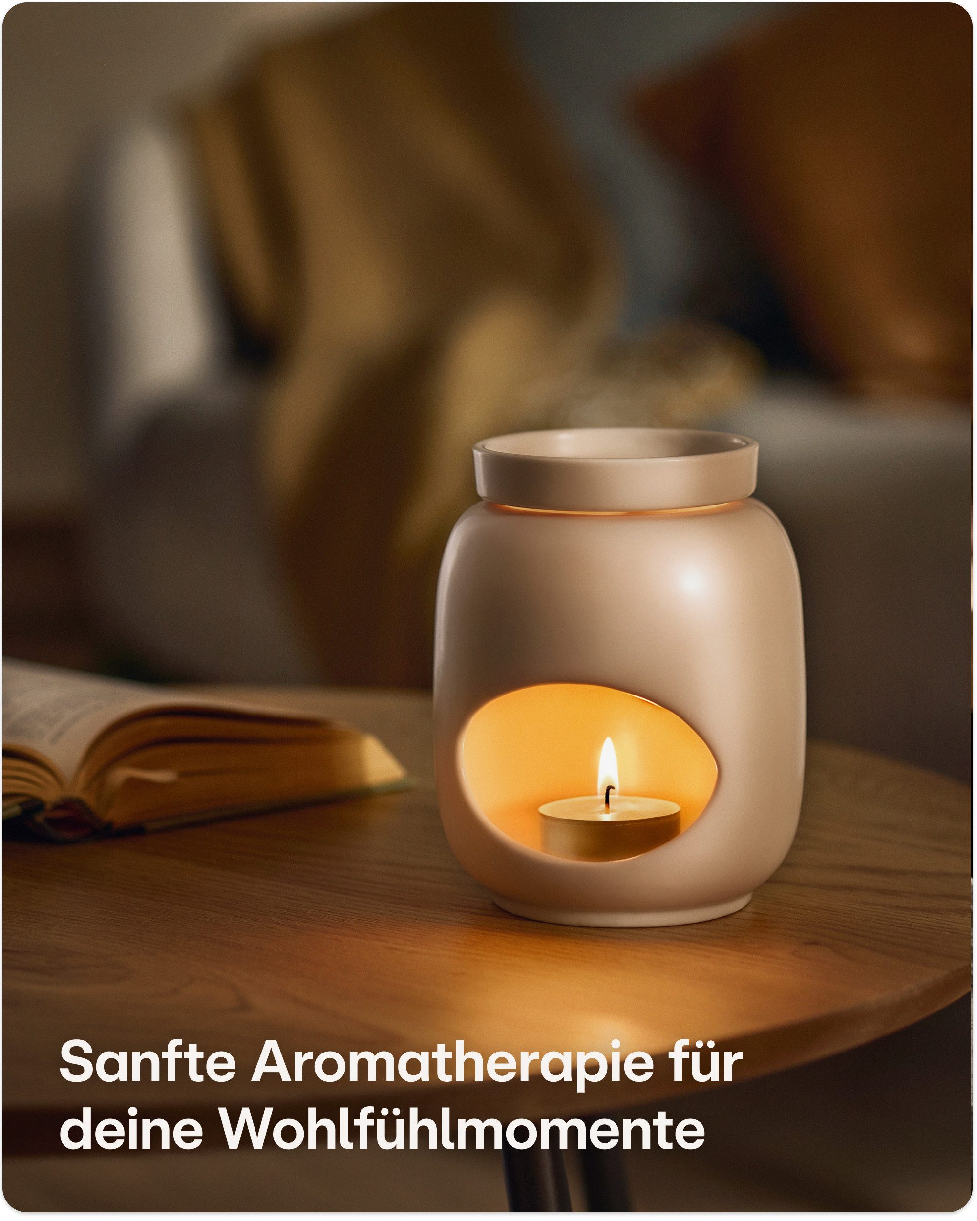 Praknu Duftlampe Duftlampe Keramik 100ml – Teelicht Aromalampe für Öle & Duftwachs (Einzelartikel, 1 St., 1 x Praknu Teelicht Duftlampe Keramik 100 ml – Verdampfen für Öle), Sanftes Verdampfen & Langanhaltender Duft – Diffuser Stövchen