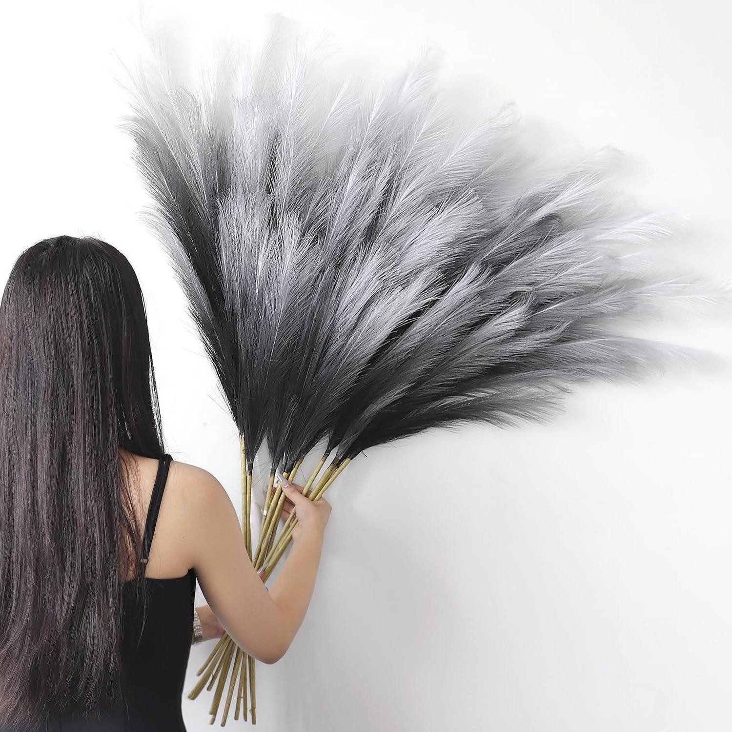 Trockenblume Kunst-Pampasgras 113cm Farbverlauf Schwarz 12Stk, LuxusKollektion, Höhe 1 cm