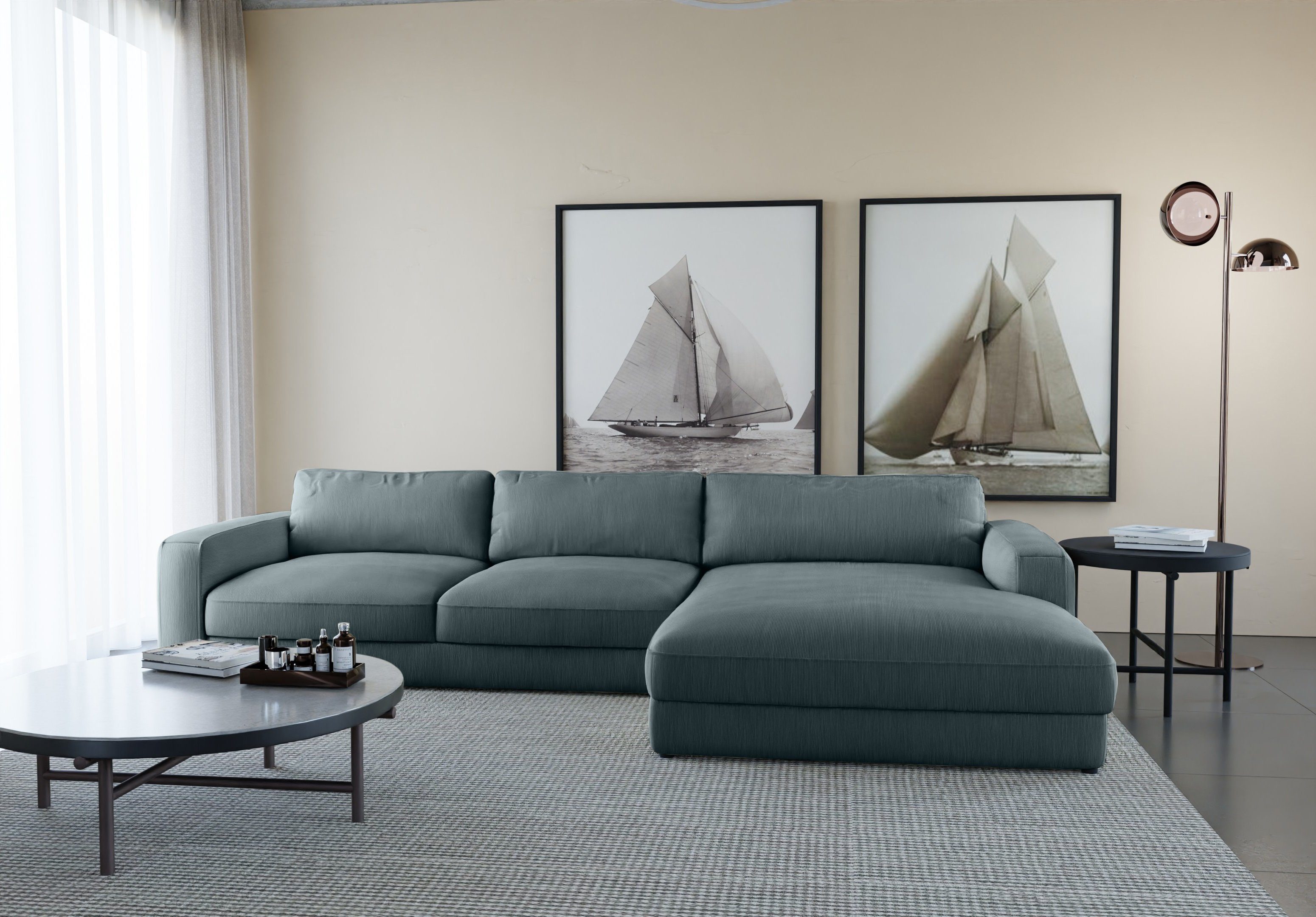 Home affaire Ecksofa Bloomfield, bequem und elegant, Breite 303cm, L-Form, mit Bettfunktion und Bettkasten, Unser Dauertiefpreis
