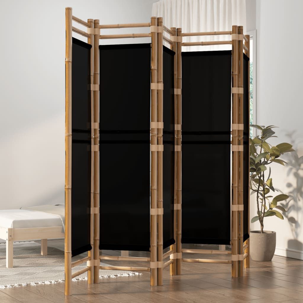 vidaXL Paravent 200 x 180 cm 5-tlg Paravent Faltbar 200 cm Bambus und Canvas