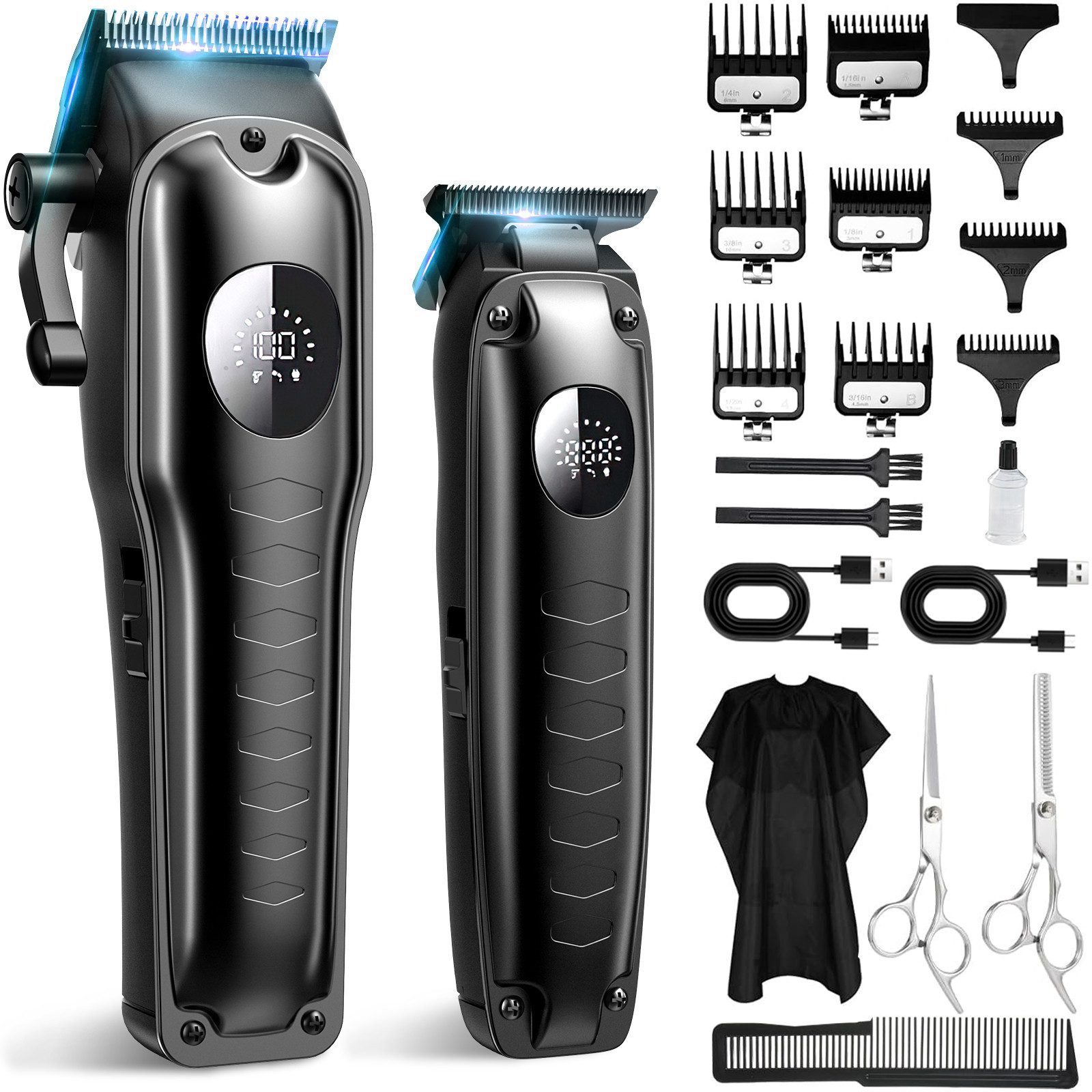 ibettertec Haarschneider Haarschneidemaschine Profi, Bartschneider, Haarschneider 2 in 1 Set, IPX7 Ganzkörper wasserdicht, Schnellladung & Lange Akkulaufzeit, mit 13 Kammaufsätzen, geräuscharm