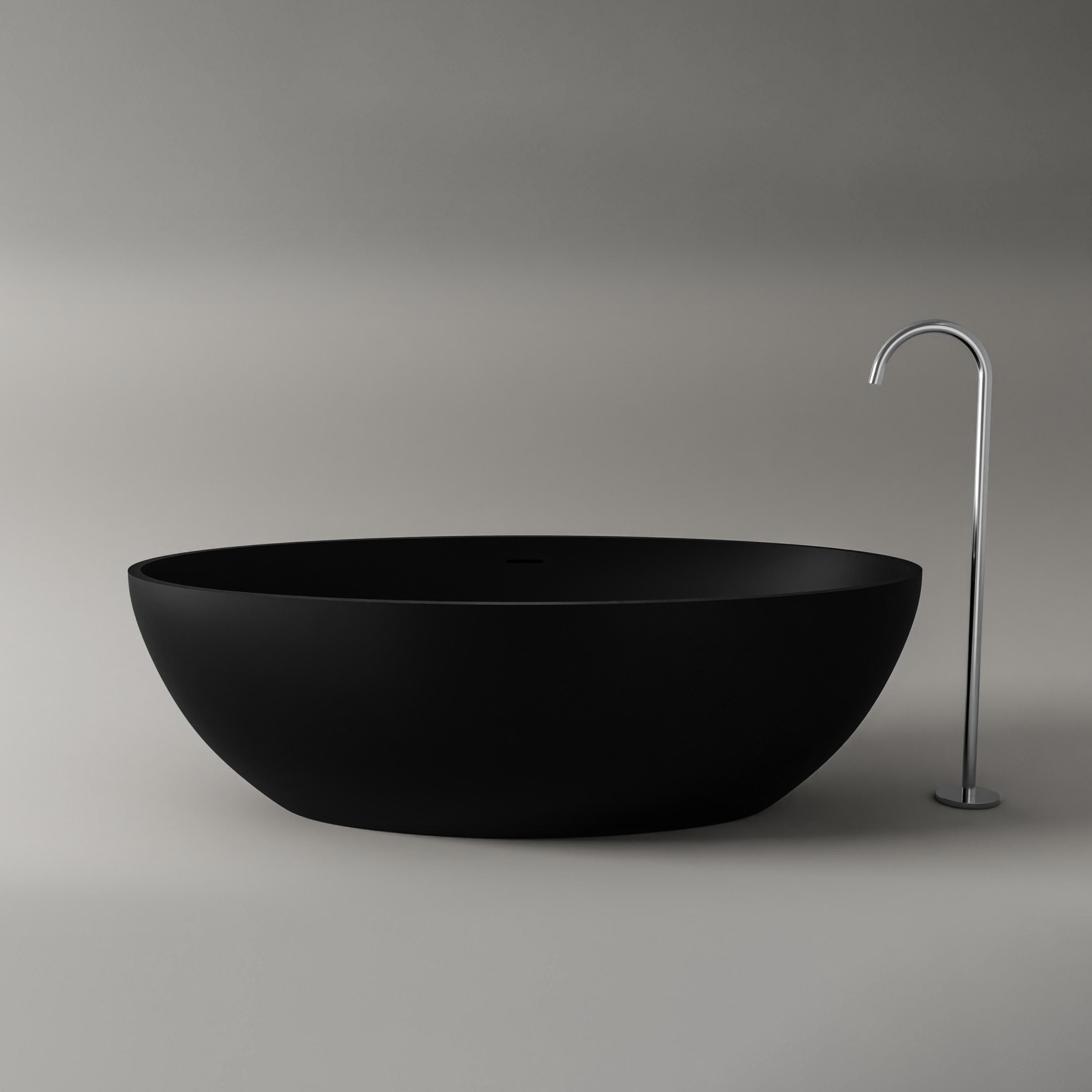 Bernstein Badewanne RELAX Schwarz matt 176 x 103 cm, Freistehende Badewanne schwarz matt inkl Siphon ohne Armatur