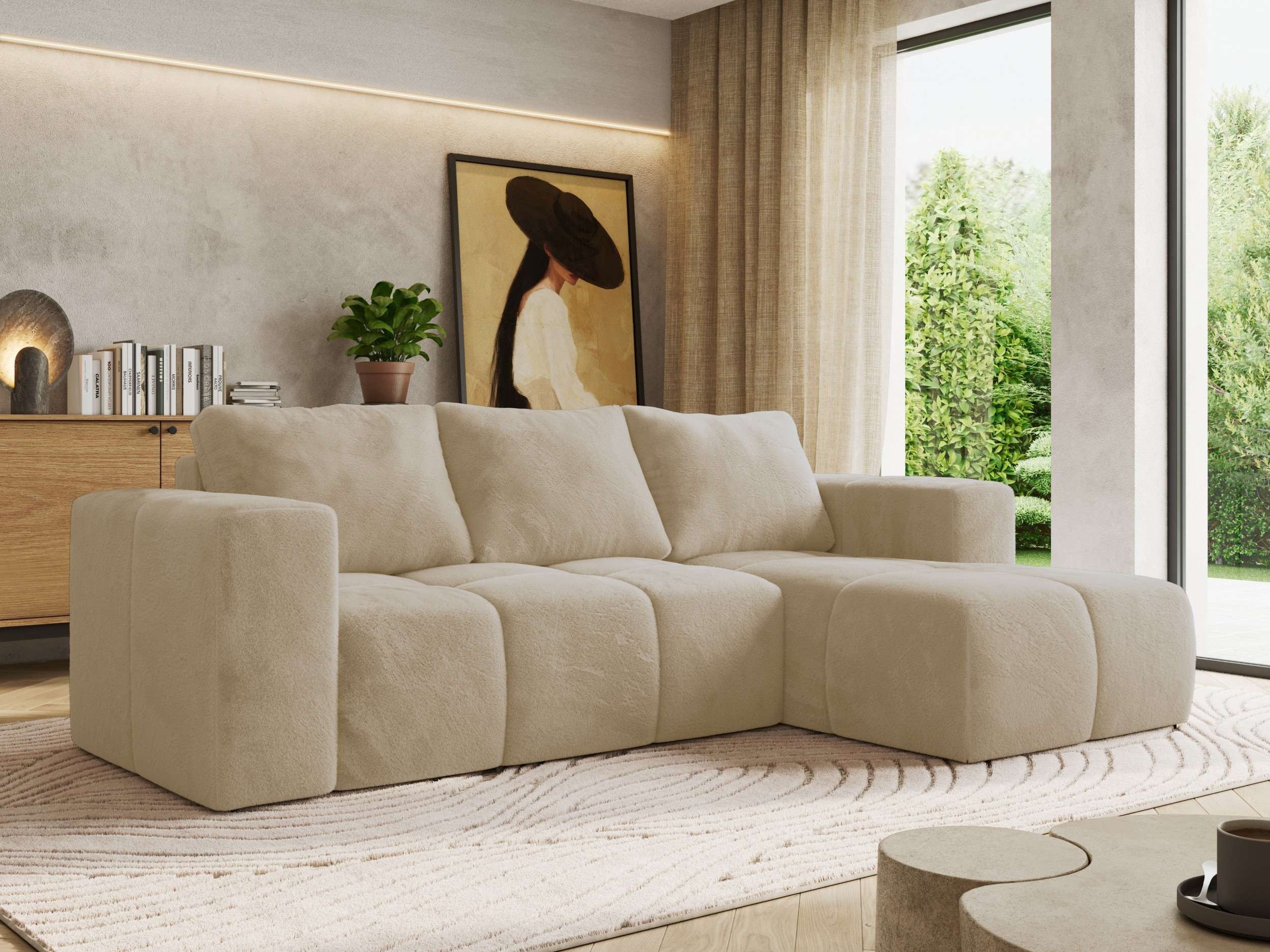 MKS MÖBEL Ecksofa MONIVA, Set, Gepolsterte Eckcouch, Wellenfedern, HR35-Schaum, L-form, Schlaffunktion, Bettkasten