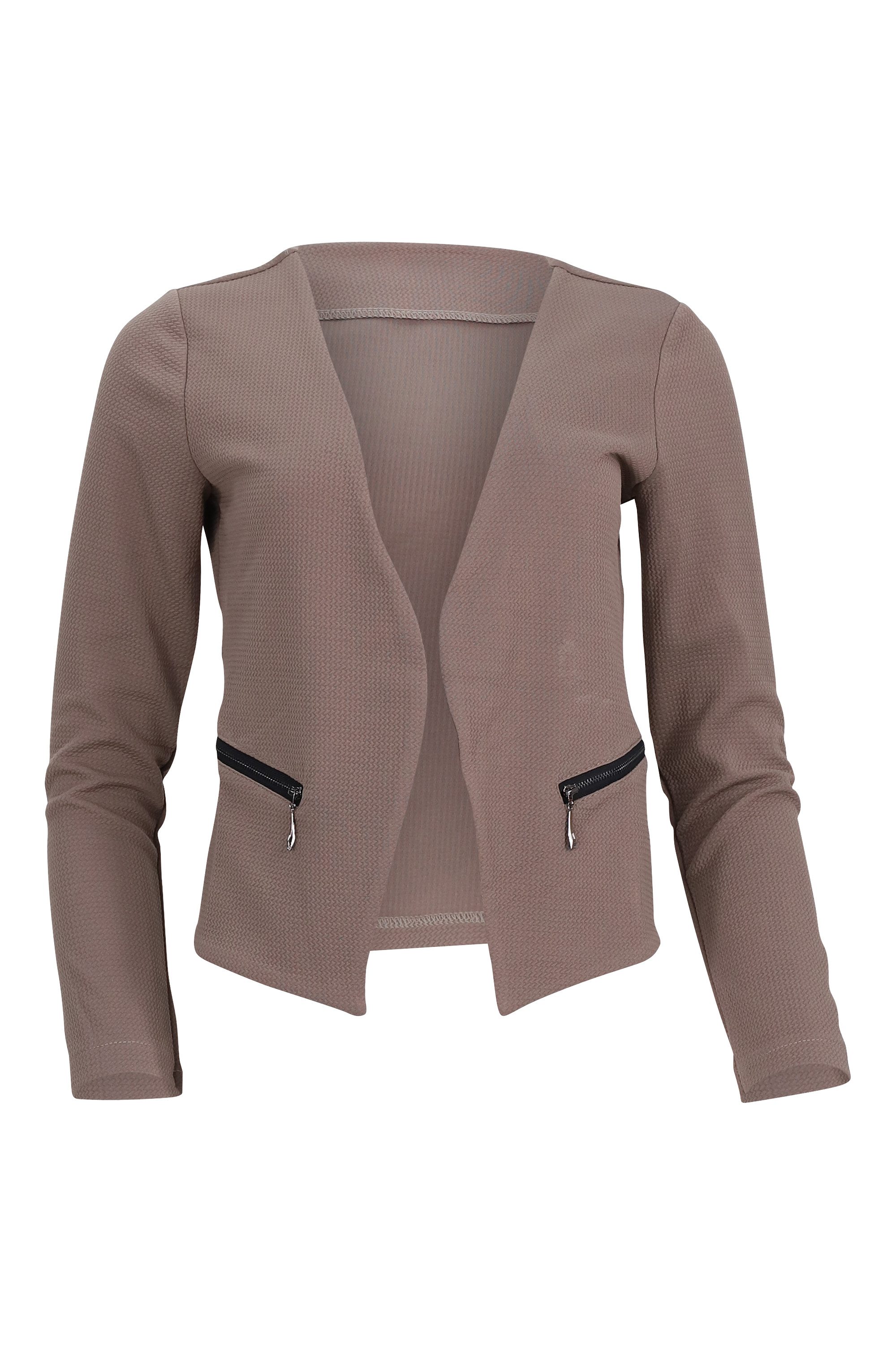 malito more than fashion Jackenblazer malito Damen Blazer ohne Kragen, Sakko im Basic Look, Kurzjacke mit Sweatblazer im Basic-Look