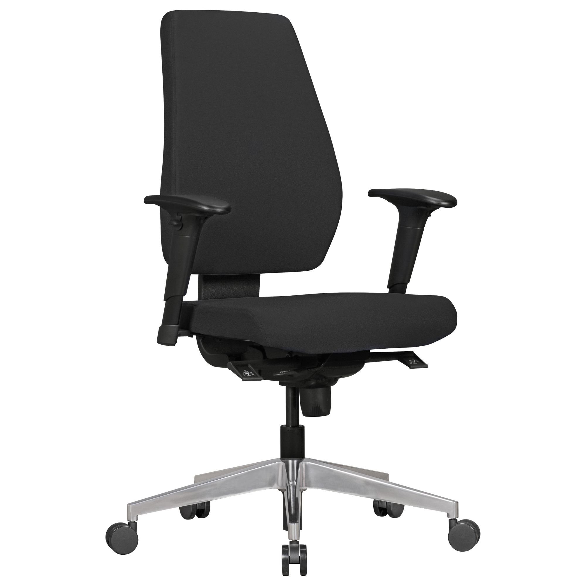 möbelando Bürostuhl Bürostuhl DARIUS mit Stoff-Bezug in Schwarz, Bürostuhl DARIUS mit Stoff-Bezug in Schwarz, Design Schreibtisch-Stuhl mit Synchromechanik & Armlehnen, Drehstuhl Drehsessel ergonomisch 120 kg