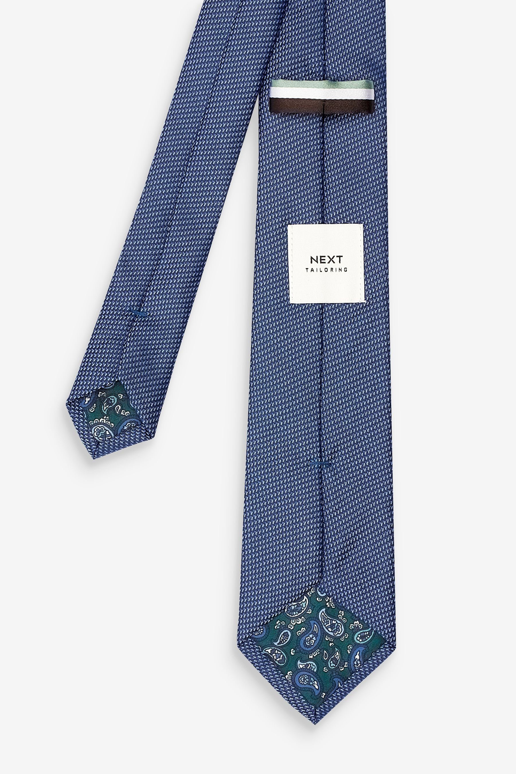 Recyclingpolyester Next aus Schmale Blue Krawatte (2-St) + Krawatte Klammer