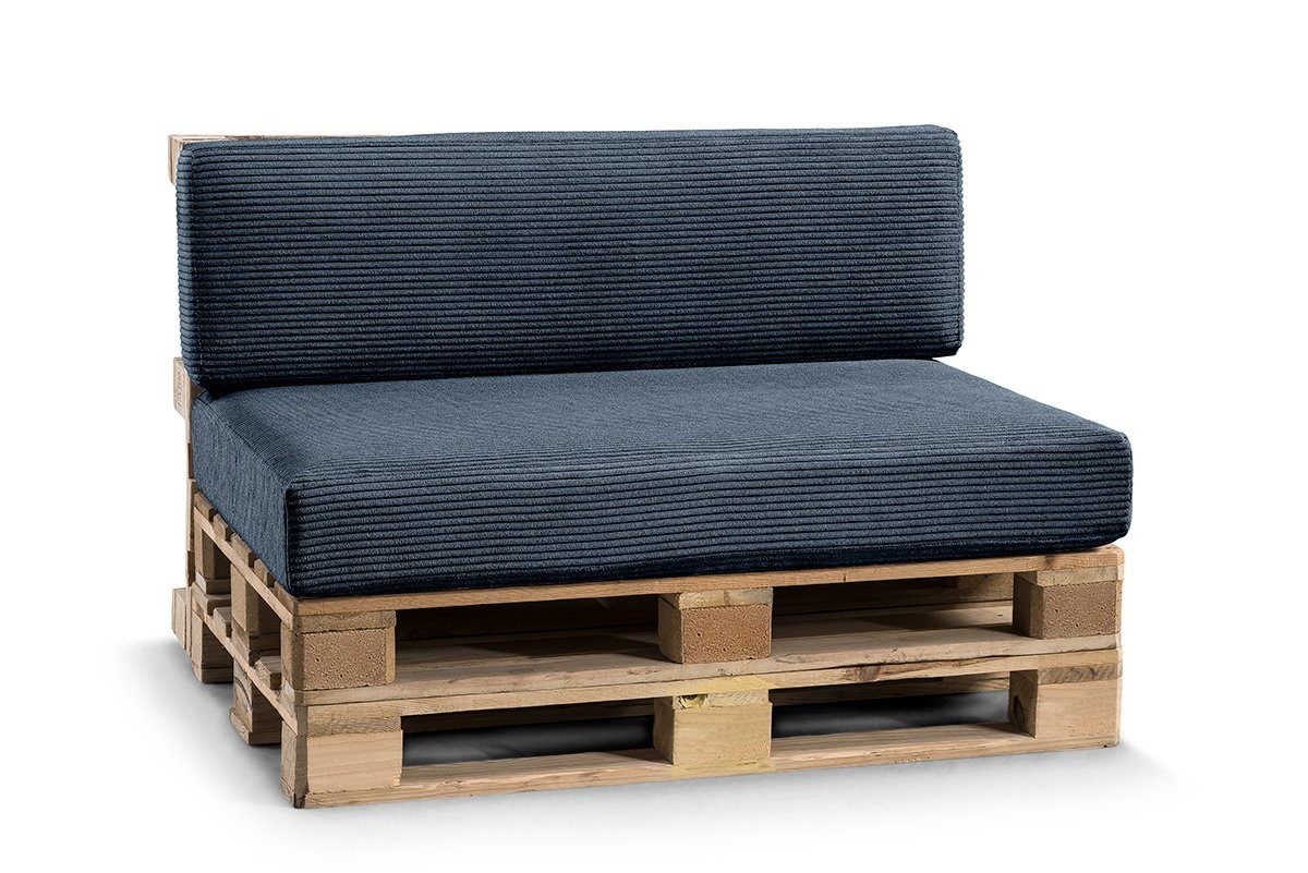 FAVRE Palettenkissen CosyRib Ribcord Garten Set PFLA(Sitzkissen 120x80+Rückenlehne 120x40), Kissen