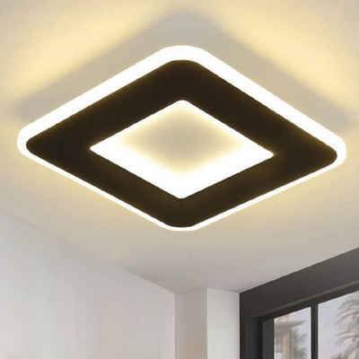 Nettlife LED Deckenleuchte Schwarz Deckenlampe 23W Modern Quadratisch Deckenbeleuchtung, LED fest integriert, Warmweiß, für Wohnzimmer Schlafzimmer Küche Flur