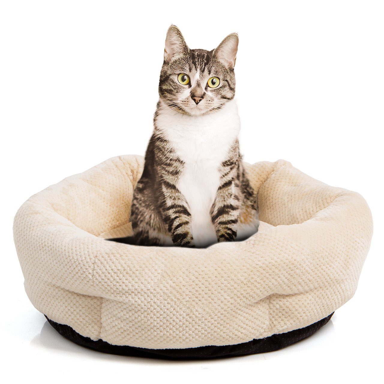 Canadian Cat Company Tierbett Katzenbett Cloey, beige, ca. 50 x 50 x 15 cm, gemütliches Katzenkörbchen kleine und große Katzen