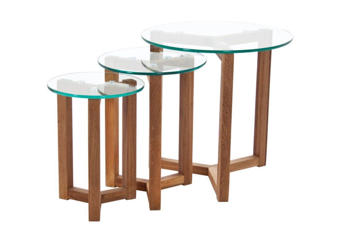 ebuy24 Couchtisch »Ollie Stubentisch in Glas mit massiven Eichen Gest