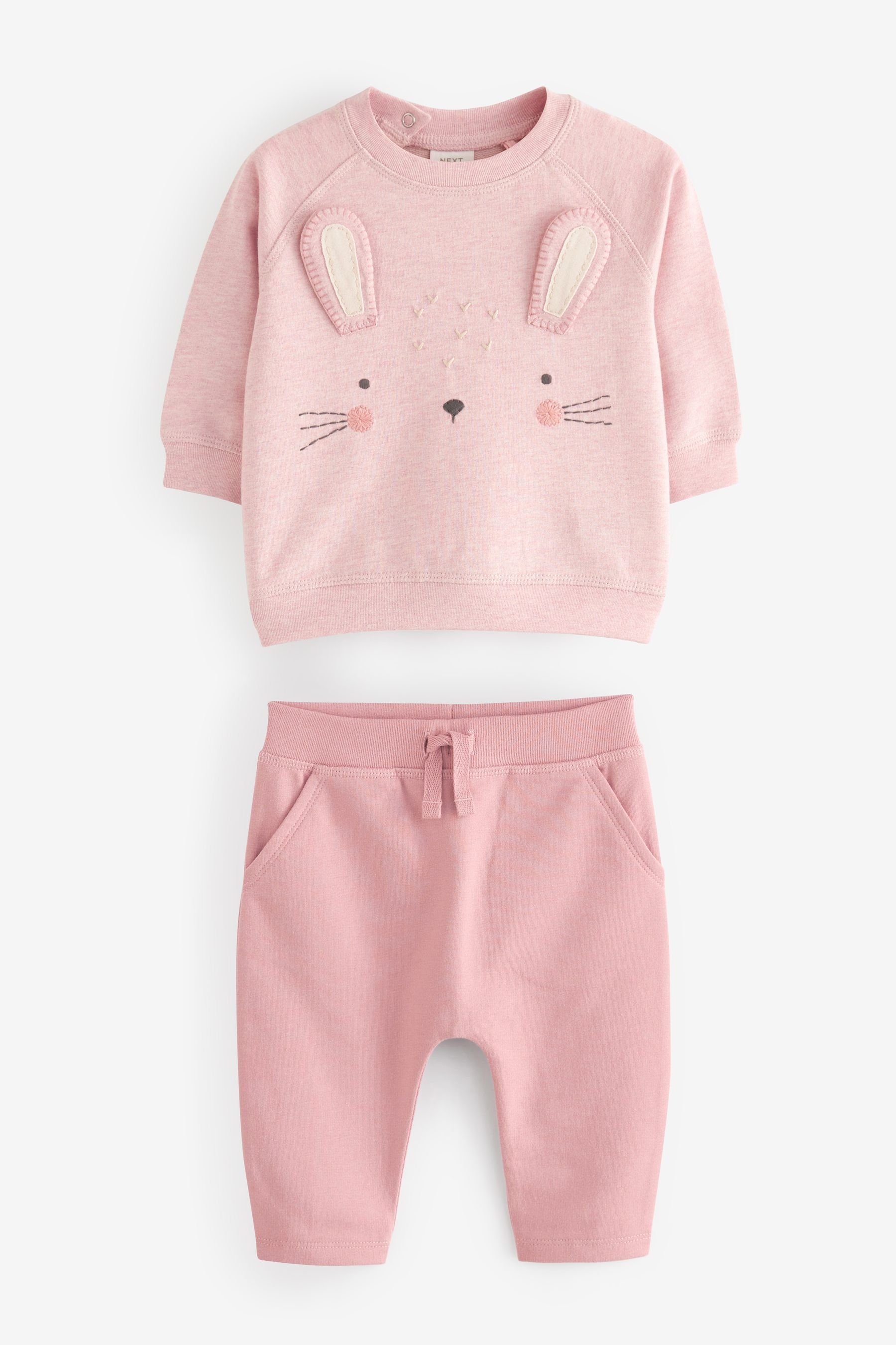 und 2-teiliges Pink Next Shirt mit (2-tlg) Leggings Sweatshirt Leggings Bunny & Babyset