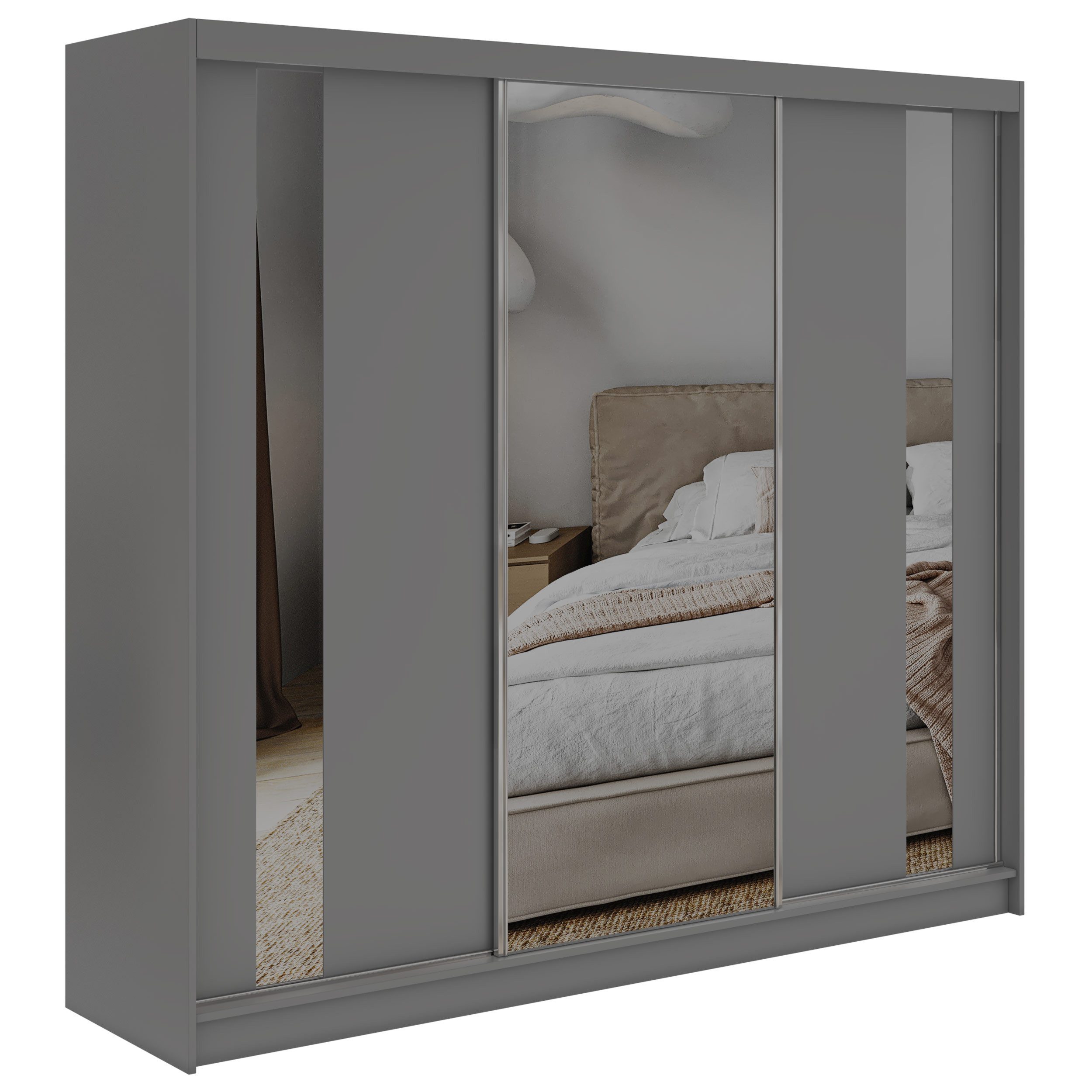 MKS MÖBEL Schiebetürenschrank GRECJA 240 (Set, Schwebetürenschrank, Ganzkörperspiegel) Spiegelschrank 240 cm, Kleiderschrank mit/ohne Schubladen