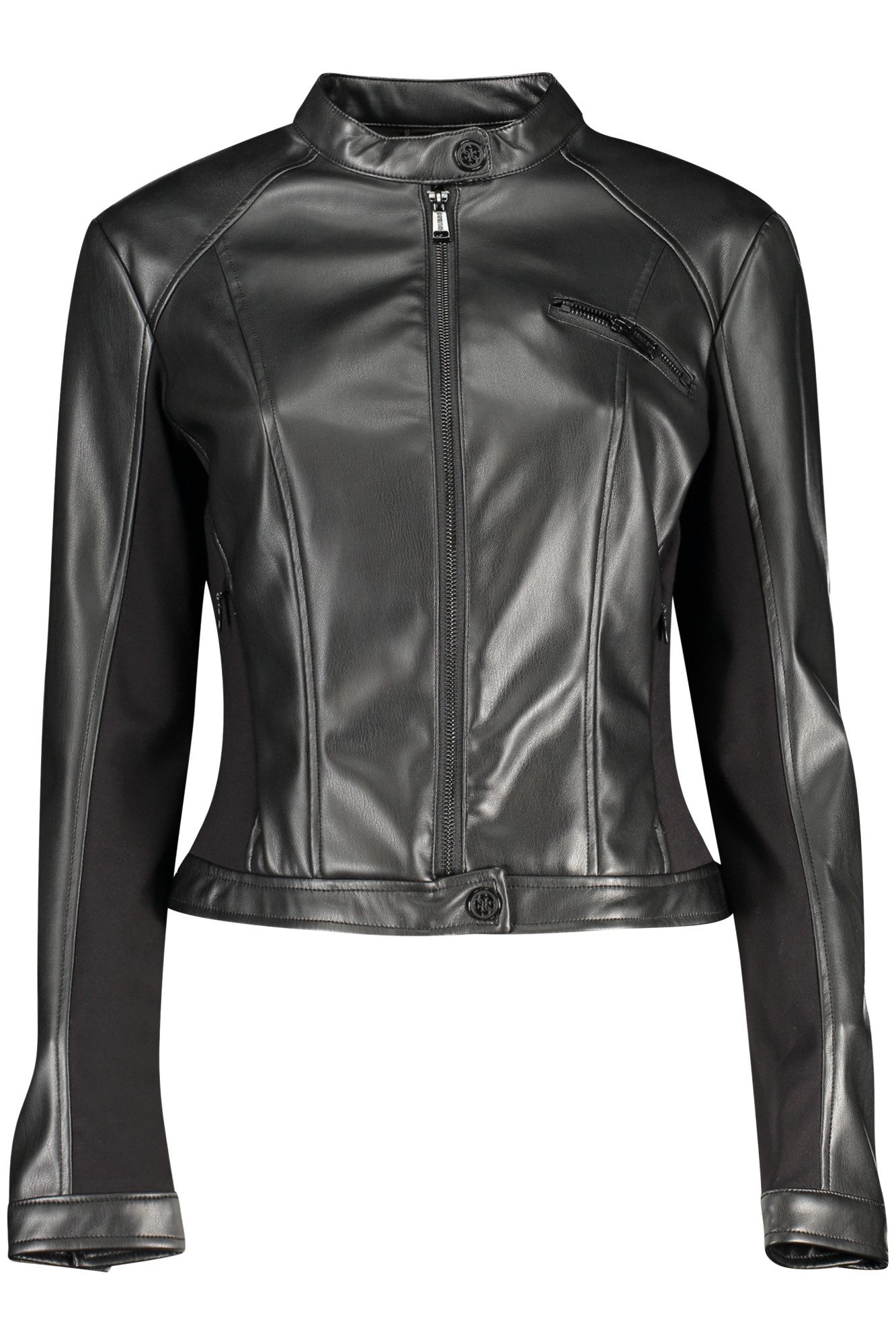 GUESS JEANS Outdoorjacke Damen Sportjacke Schwarz - Lange Ärmel, Taschen, Knopf & RV