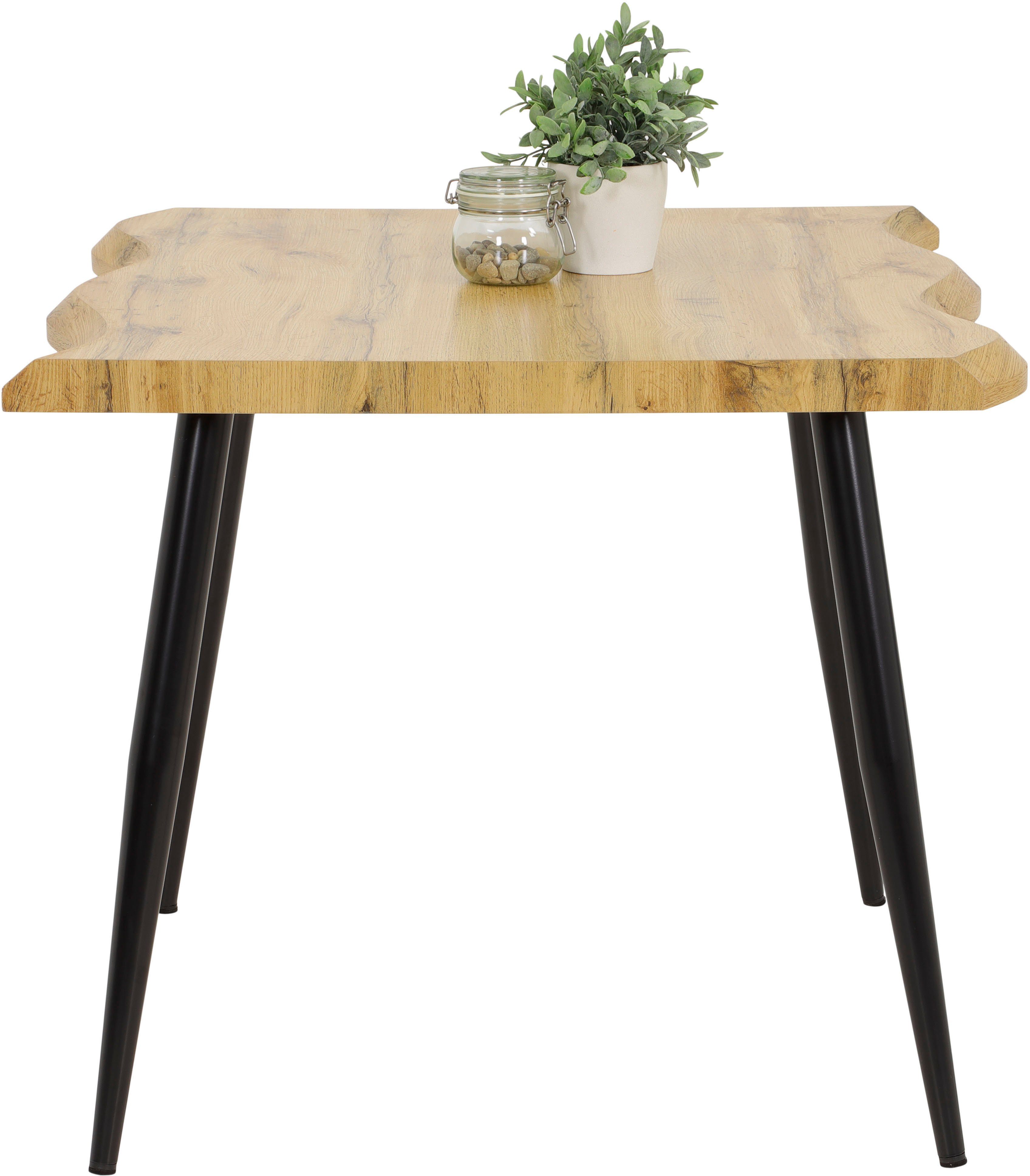 HELA Baumkantentisch GABI IV, Baumkantenoptik (Face Up), 90x90 cm, praktisc günstig online kaufen