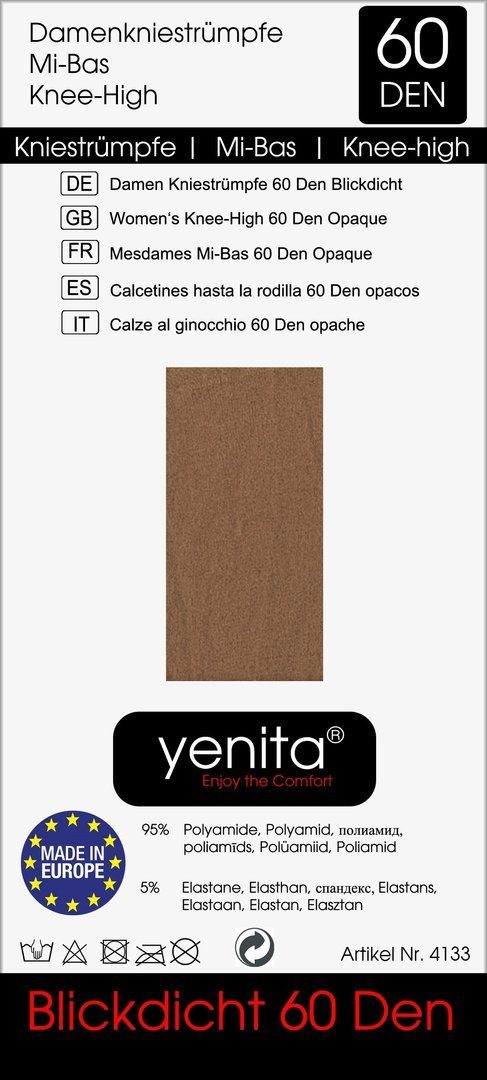 Yenita® Feinkniestrümpfe Kniestrümpfe (10-Paar) in blickdichter matter Optik