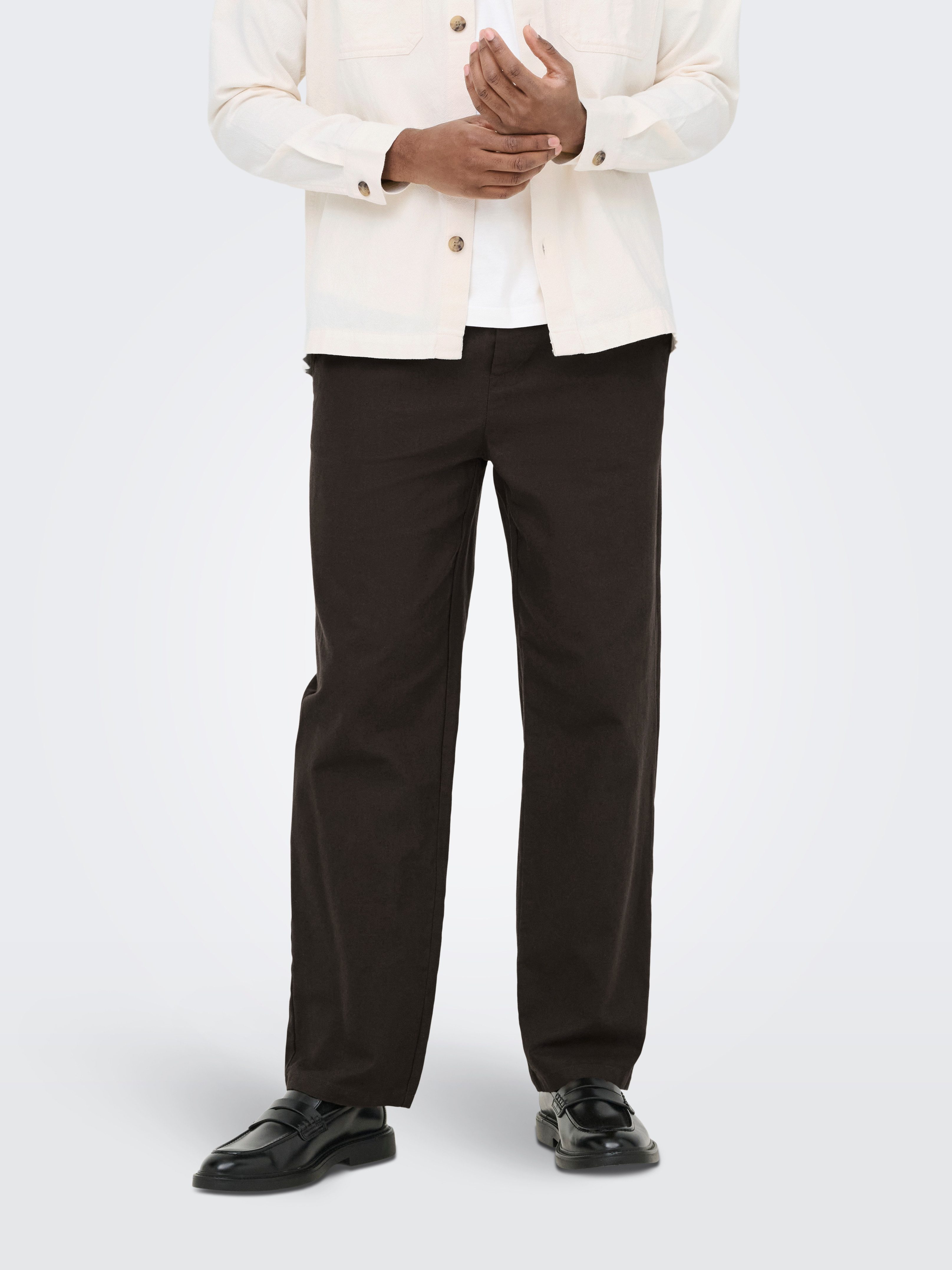 ONLY & SONS Schlupfhose ONSSINUS LOOSE 0007 COT LIN PANT NOOS Baumwolle mit Leinen, locker geschnitten
