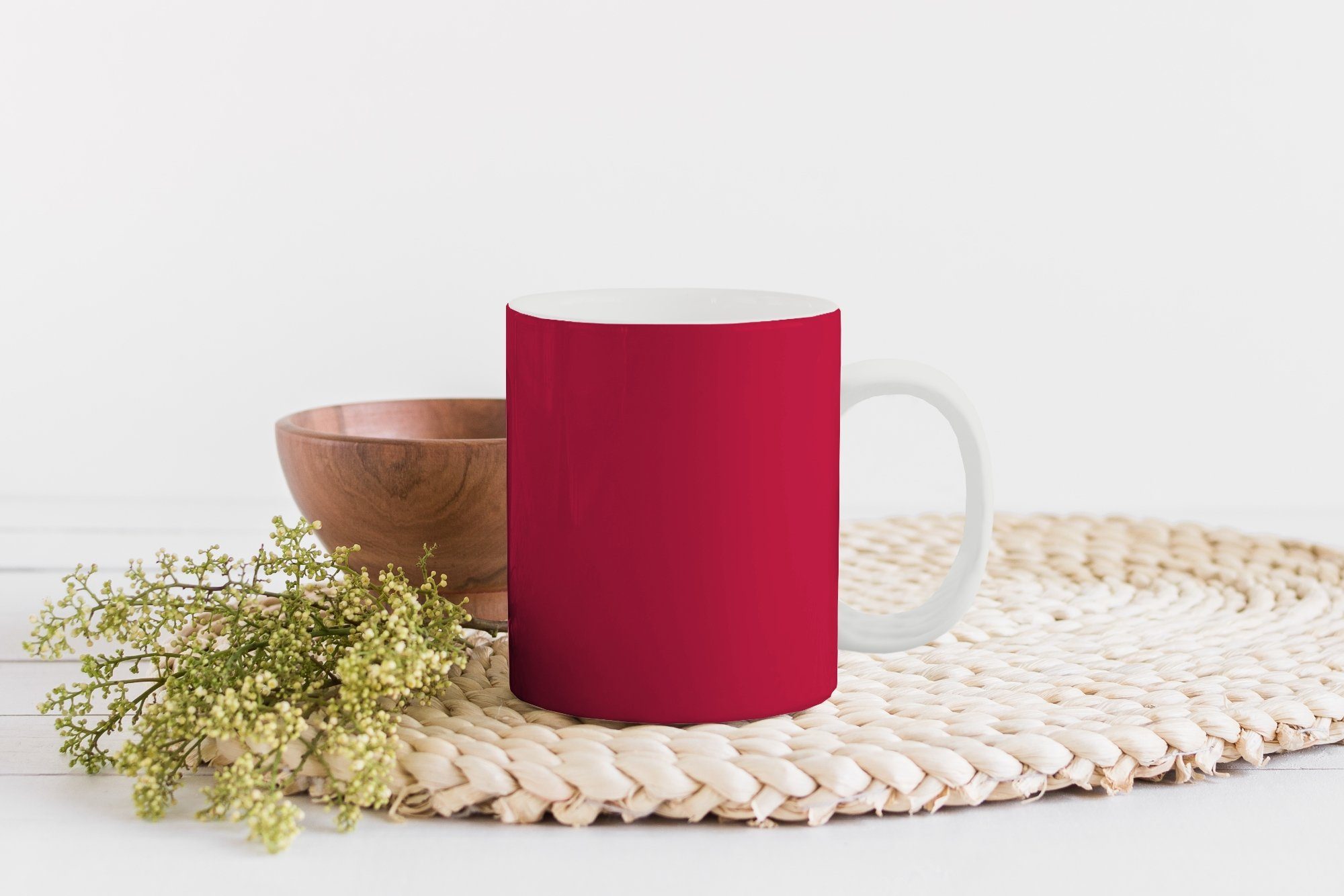 Tasse - Becher, Keramik, Teetasse, Geschenk Einfarbig, Rot MuchoWow Kaffeetassen, Teetasse,