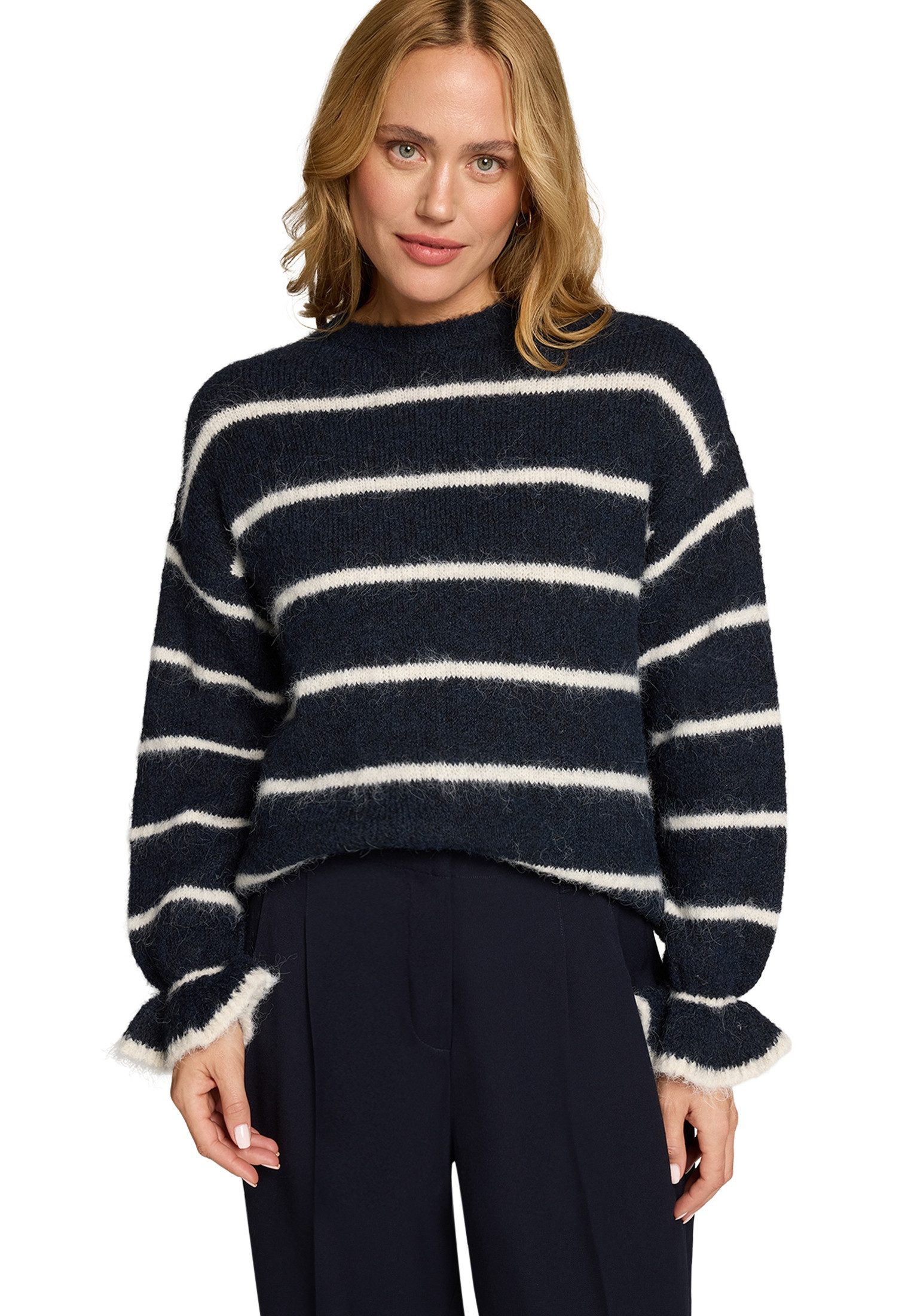 Zero Strickpullover Damen gestreift mit Wolle (1-tlg) weiteres Detail