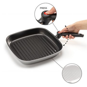 bremermann Grillpfanne Grillpfanne eckig, Bratpfanne antihaft-beschichtet, Pfanne ca. 28 cm