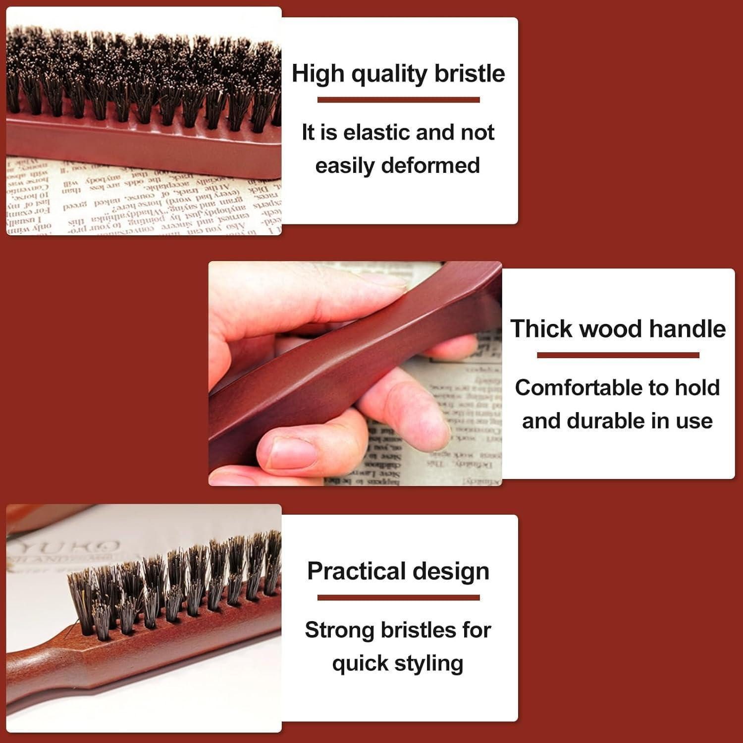 LuxusKollektion Toupierbürste Wildschweinborsten Bürste Teasing Hair Brush Boar Bristle Sleek Bun