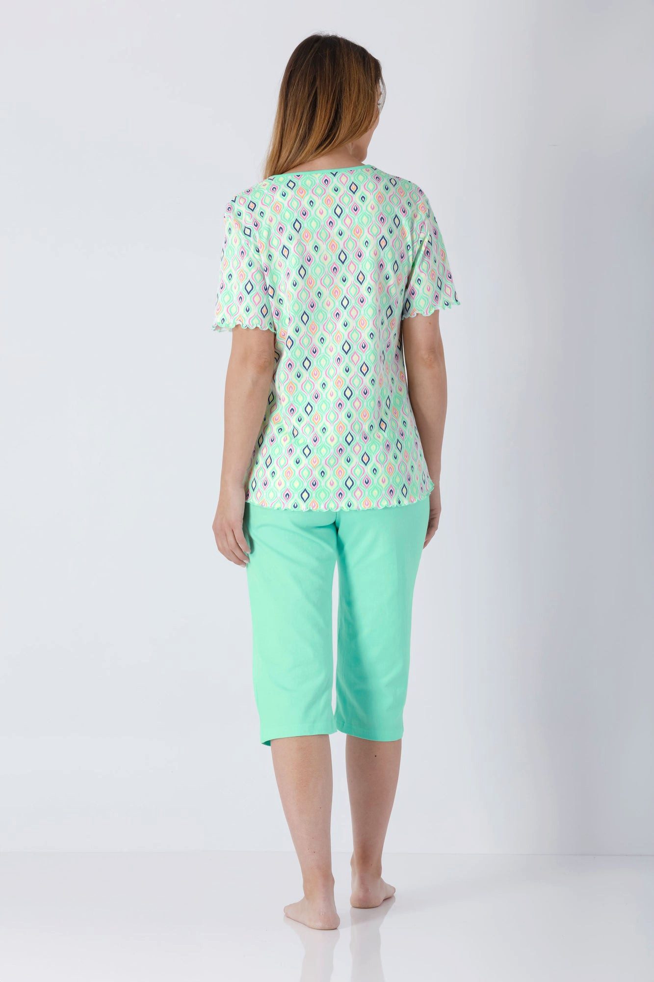 Hajo Schlafanzug Damen Schlafanzug Capri Premium Cotton
