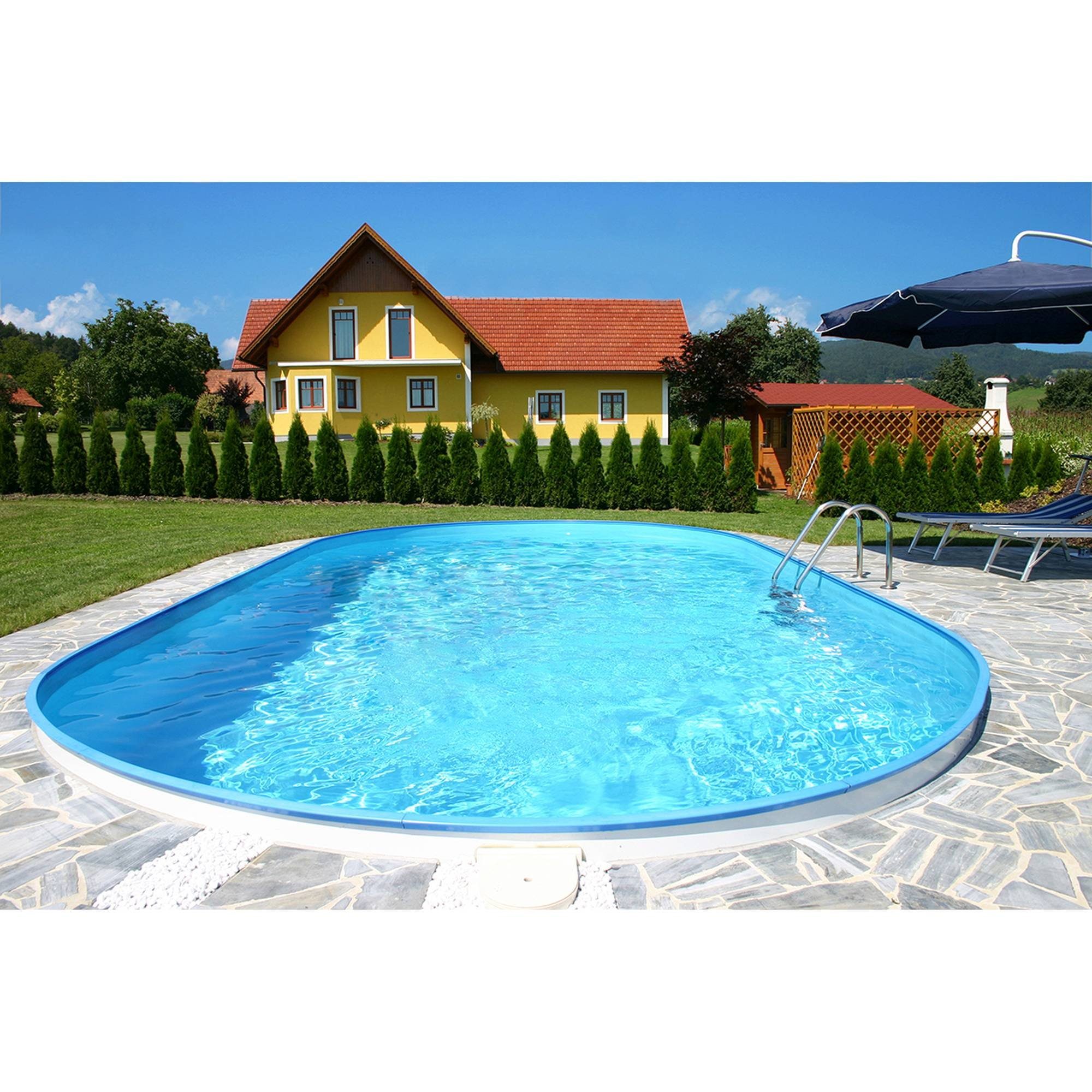 Waterman Ovalpool Stahlwandpool oval 623x360x120 cm, Stahl 0,4 mm we (Einzelbecken), verzinkte Stahlwand