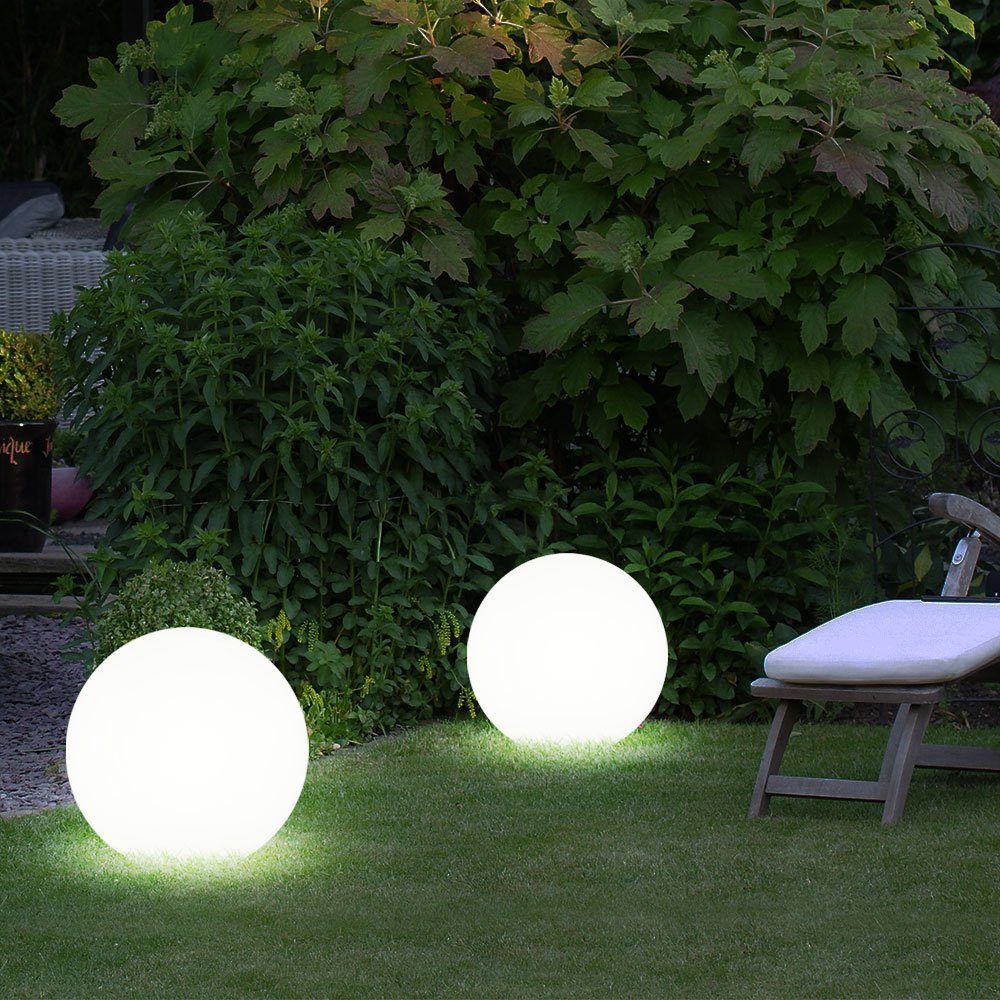 etc-shop LED 3er Lampen Außen Solar Set Kugel LED Gartenleuchte, Garten Steck LED-Leuchtmittel Strahler Terrassen fest verbaut,