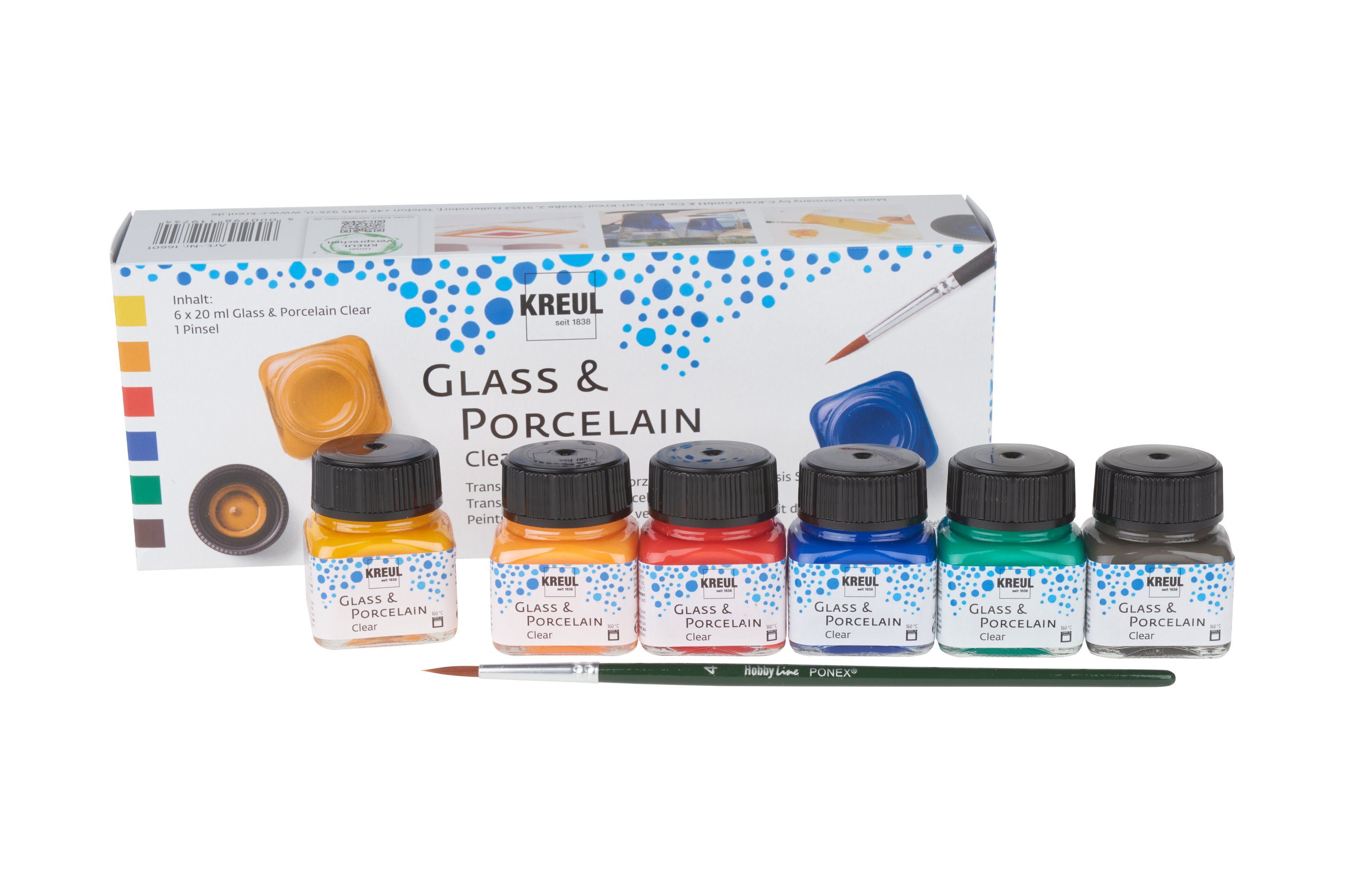 Kreul Bastelfarbe Porzellanmalfarbe Glass & Porcelain Clear-Set, 6er-Set günstig online kaufen