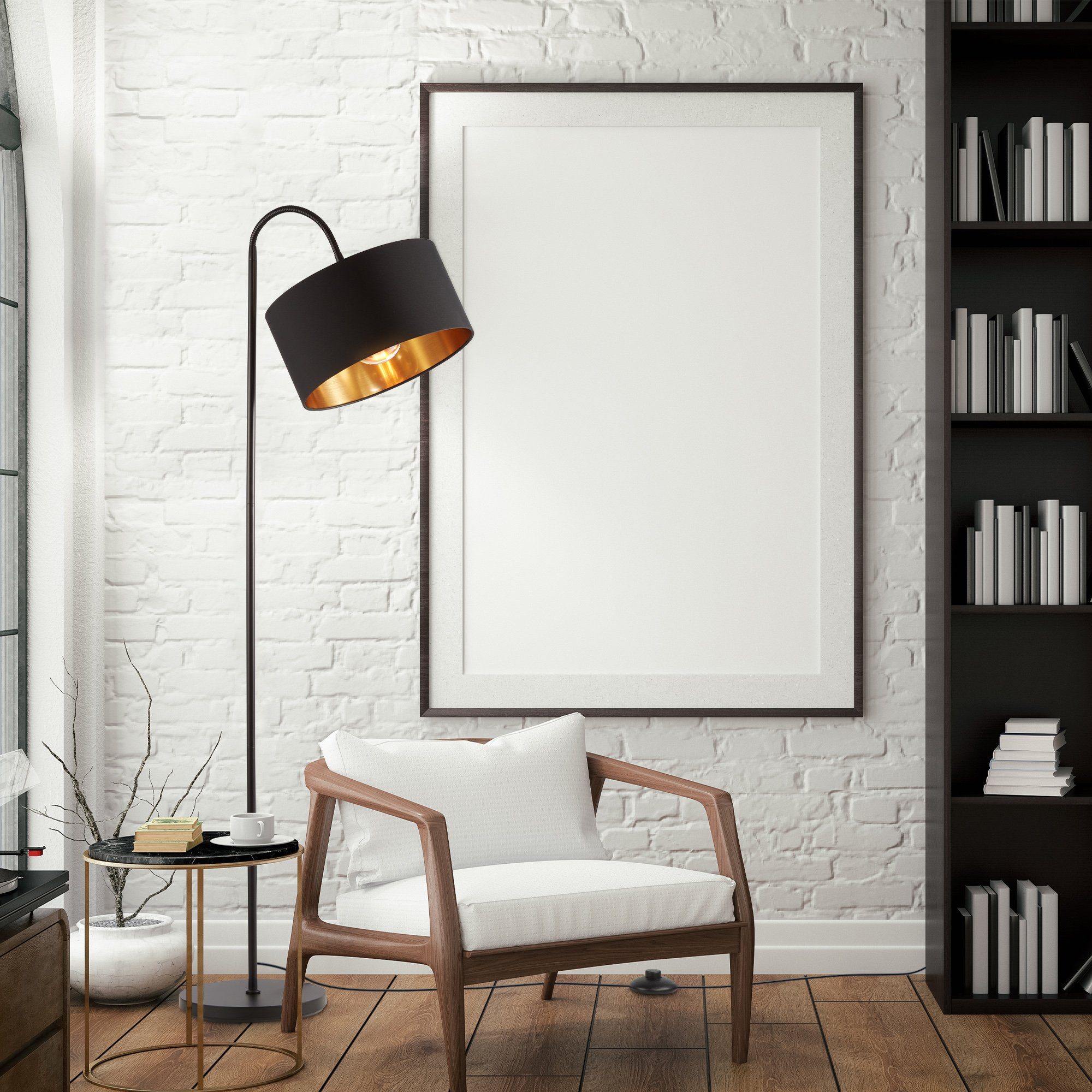 B.K.Licht Stehlampe BKL1419 Stehleuchte Vintage, mit Fußtaster, Lampenschirm aus Stoff, ohne Leuchtmittel, max. 40 Watt, Wohnzimmerlampe, Industrial, 25x145 cm, – Bild 3 von 5