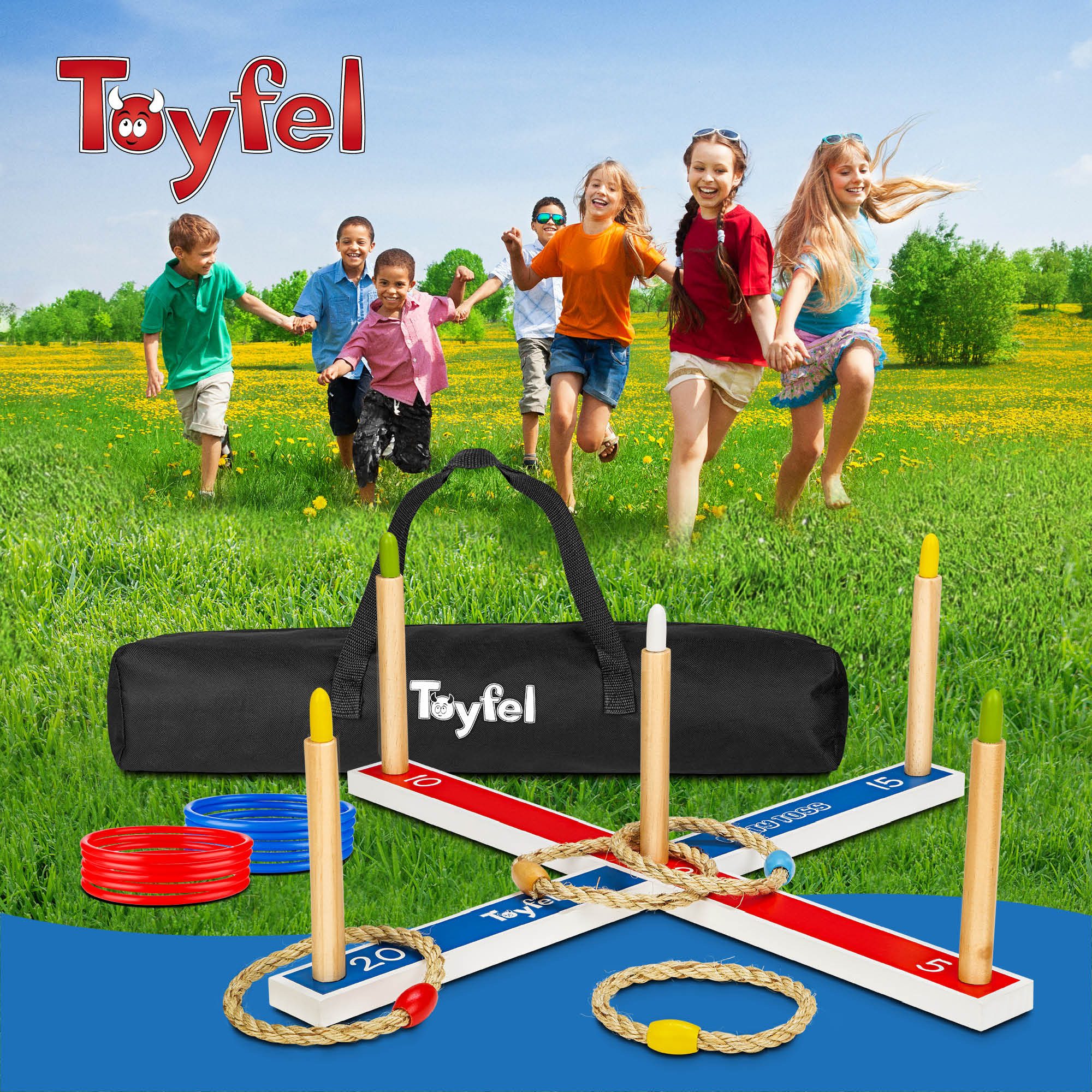 Toyfel Spiel Ringwurfspiel Kinder Outdoor XXL Mitty Toss, Wurfspiel Kinder Outdoor & Indoor Ringe werfen