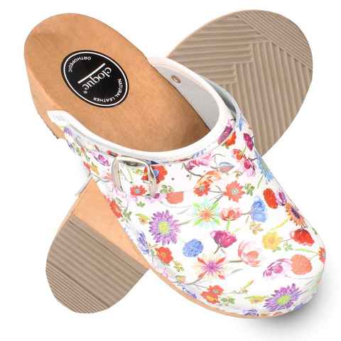 Cloque Honfleur mit Echtholzsohle Clog Outdoor & Garten