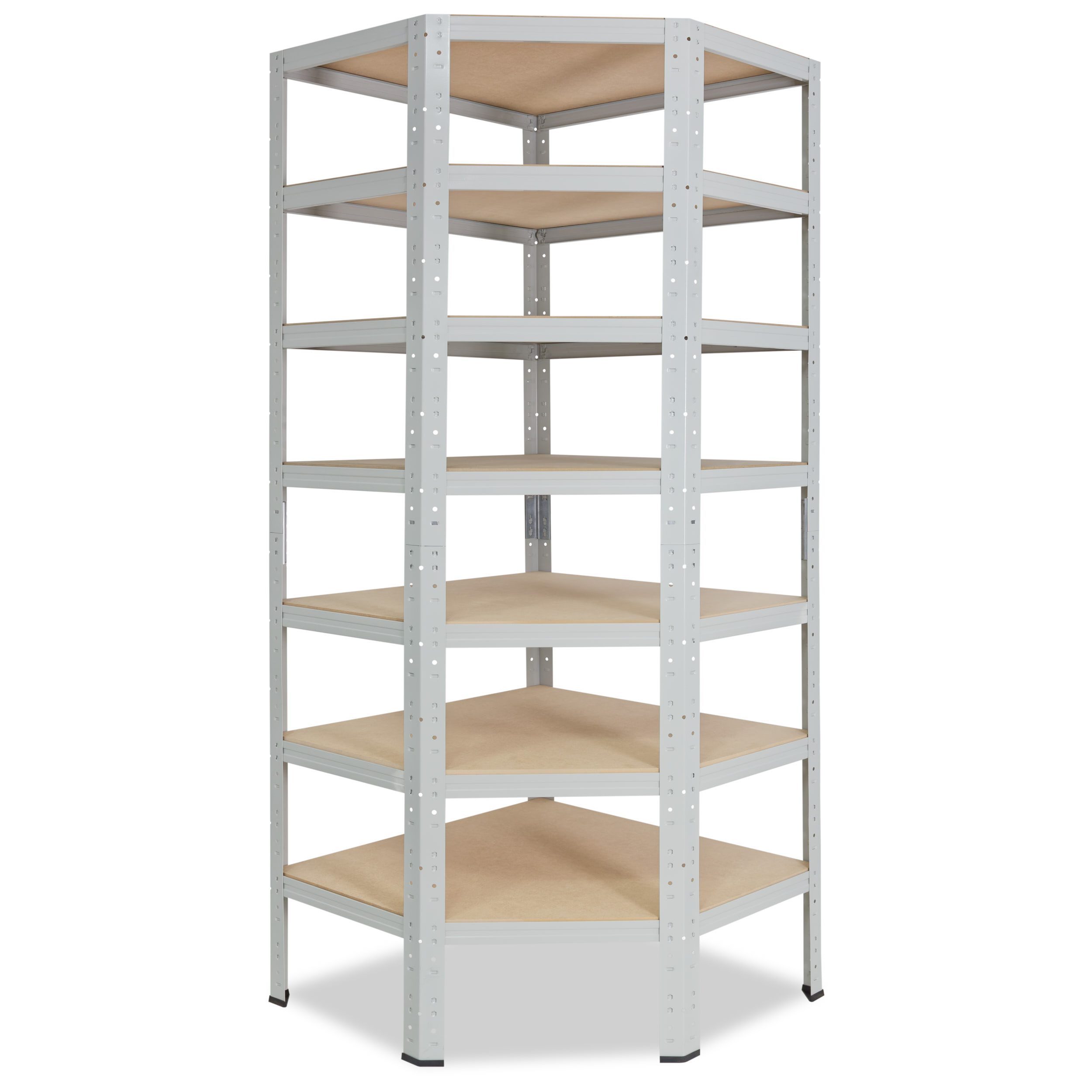 shelfplaza Eckregal OFFICE, 230x80x50cm lichtgrau, Metall Eckregal stehend mit 7 Böden