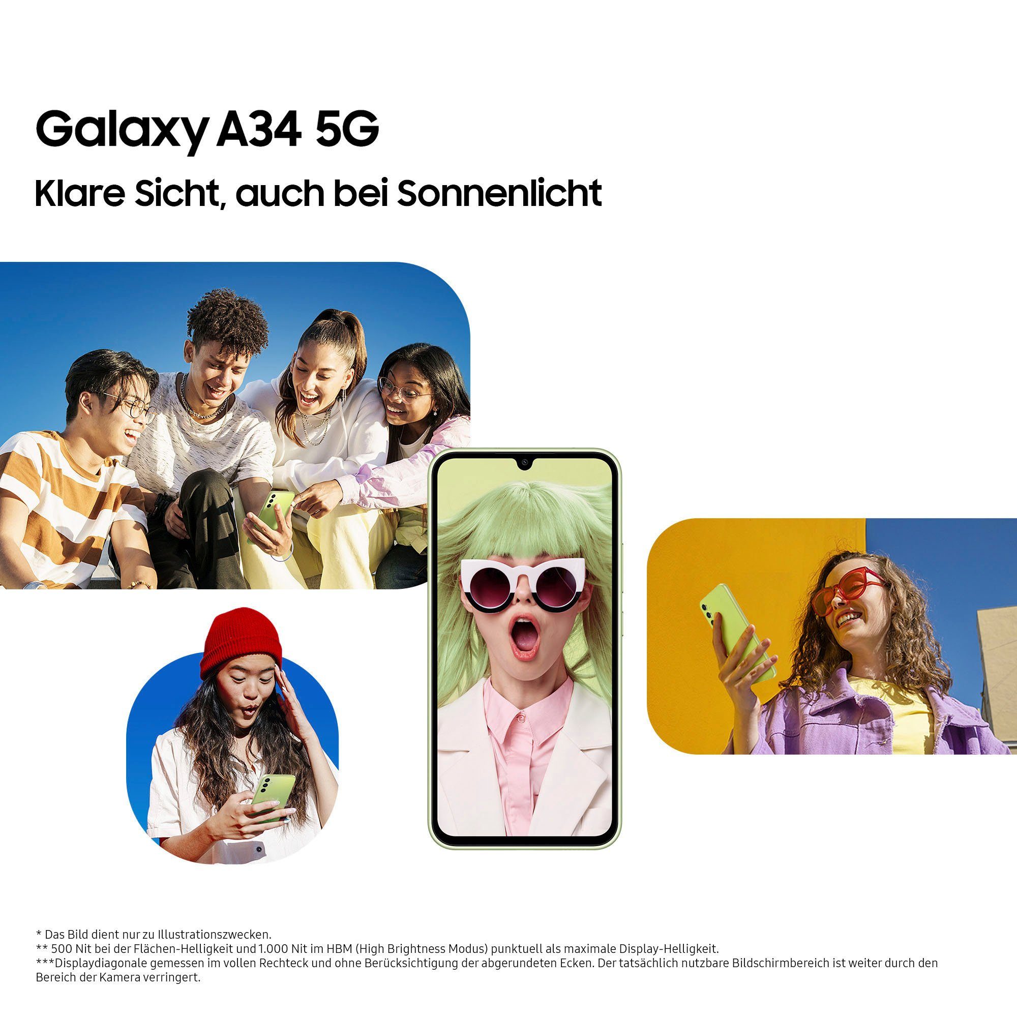 A34 cm/6,6 MP Galaxy (16,65 Speicherplatz, Kamera) grün Samsung 48 256 leicht 5G 256GB GB Zoll, Smartphone