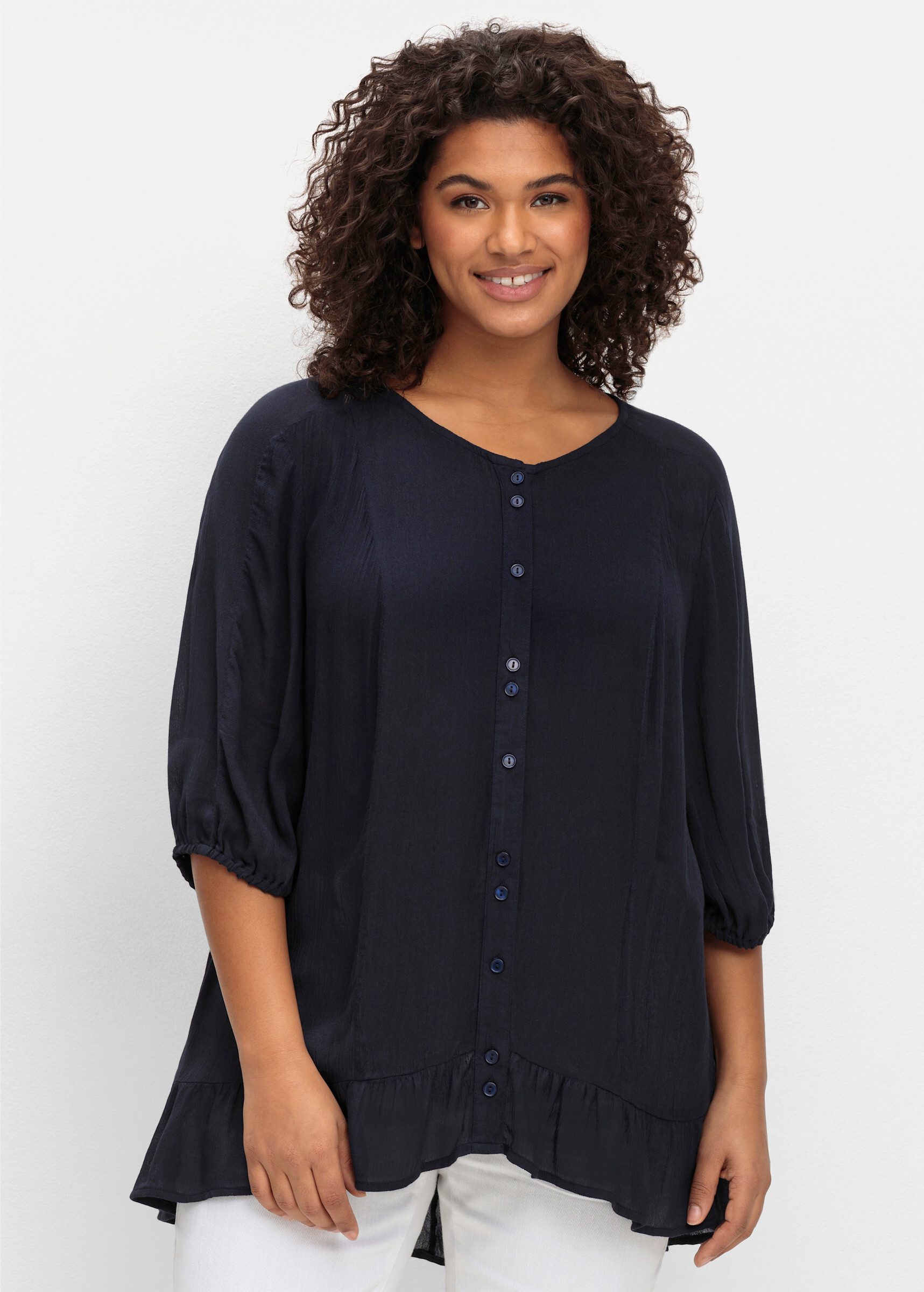 Sheego Klassische Bluse Kurzarmbluse günstig online kaufen