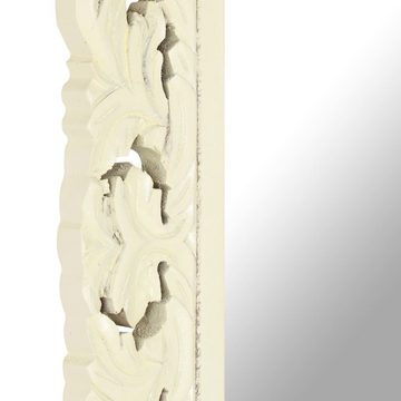 furnicato Wandspiegel Spiegel Handgeschnitzt Weiß 110x50 cm Massivholz Mango