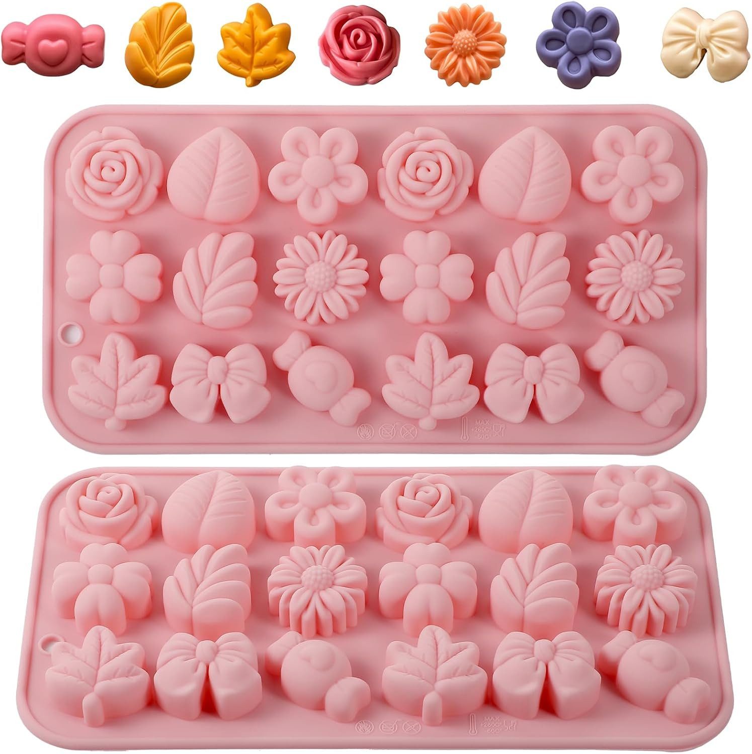 FELIXLEO Backform Silikonform Blumen Seife Pralinen Kerzen DIY 3D 2 Stück, (1-tlg)
