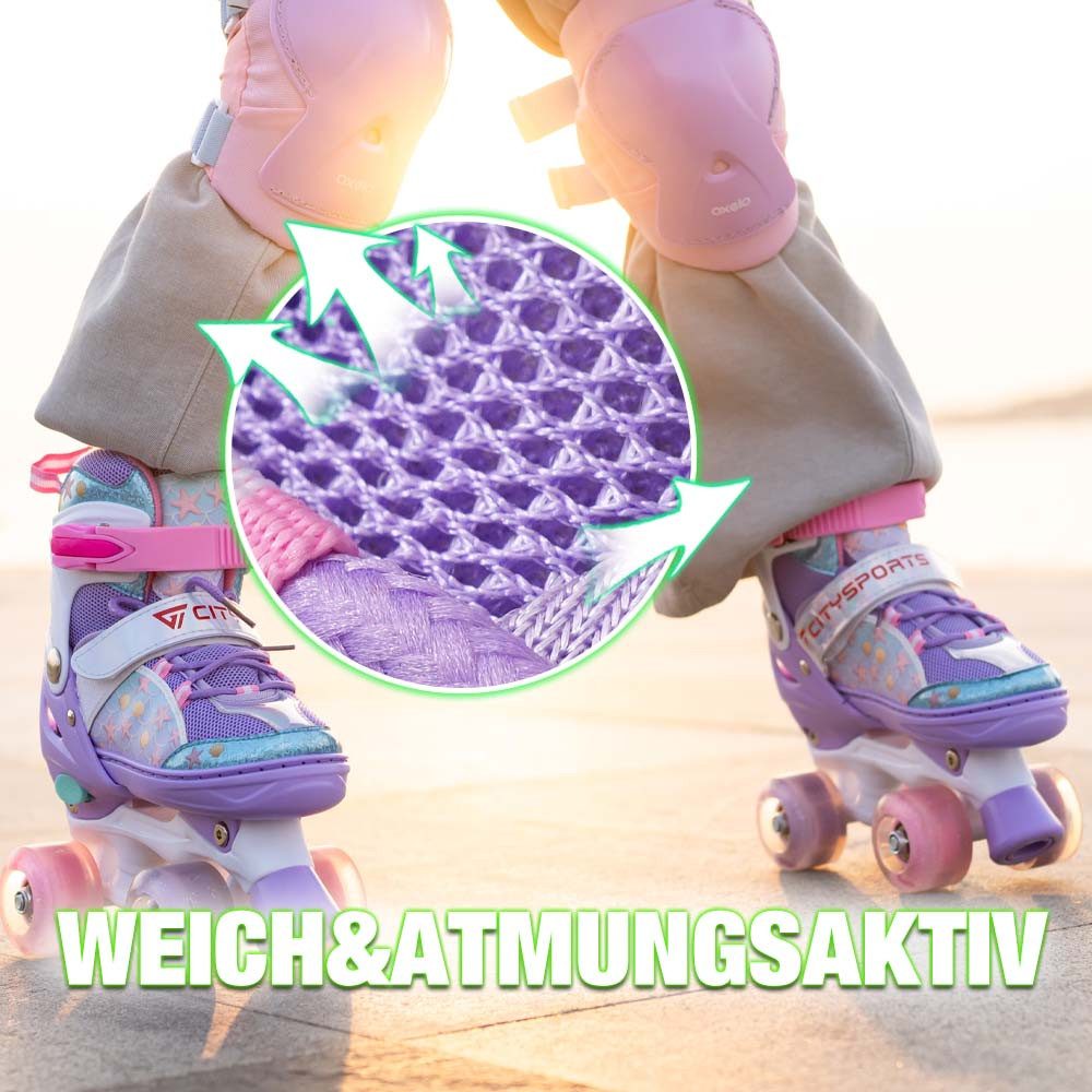 CITYSPORTS Rollschuhe Verstellbar Inliner Leucht Inlineskates für Mädchen/Jungen, mit Leuchtenden Rädern,Geschenke für Mädchen/Jungen