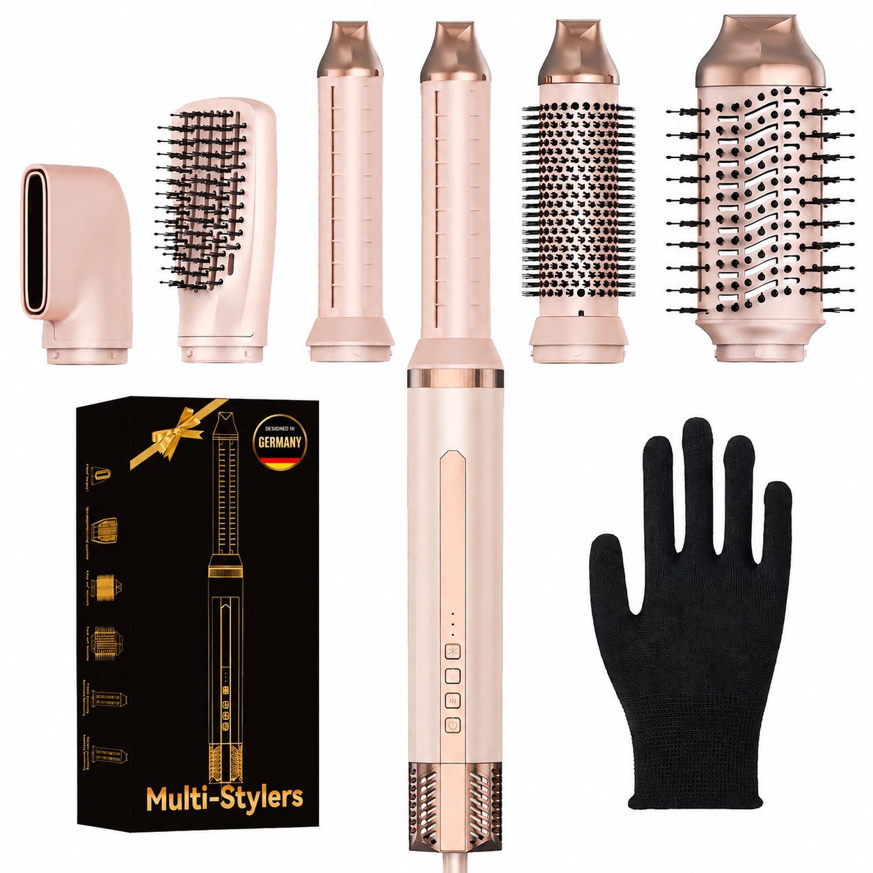 SWGOTA Multihaarstyler 6-in-1 Hairstyler 1300W Warmluftbürste mit 1 Milliarde Negative Ionen, 160.000 U/min,35m/s Luftstrom,NTC-Kontrolle,360° drehbare Stromkabel